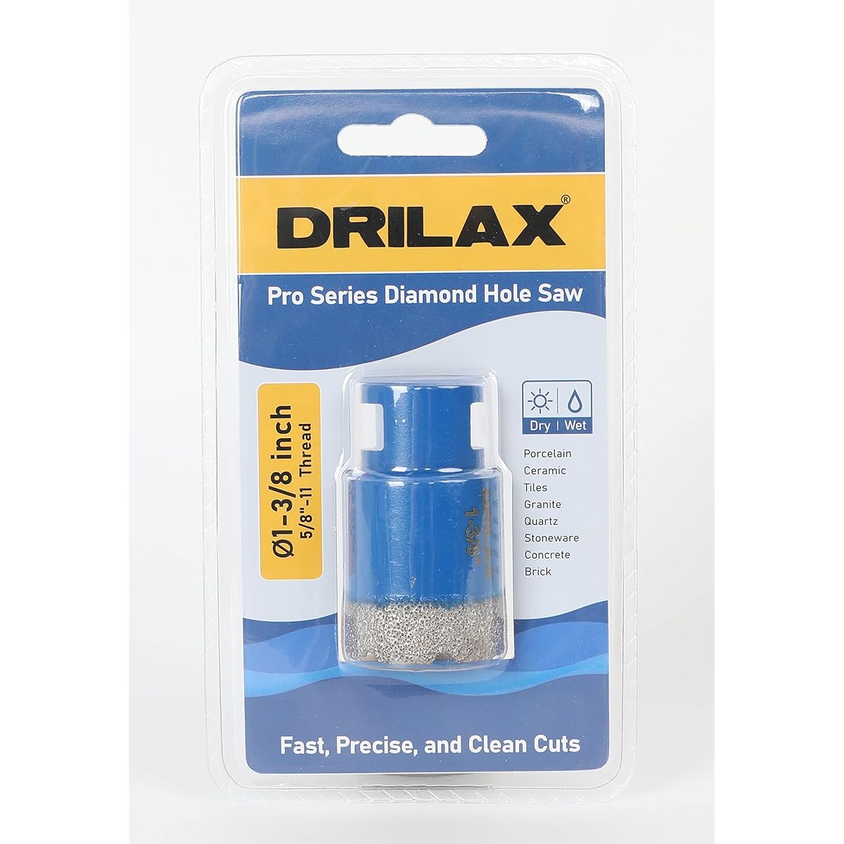 1 3/8 Diamond Core Drill Bit with Heavy Duty Diamond Saw Core for Concrete, Granite, Quartz, Porcelain, Countertops, Ceramic Brick Welded with 5/8"-11, 1-3/8" Thread