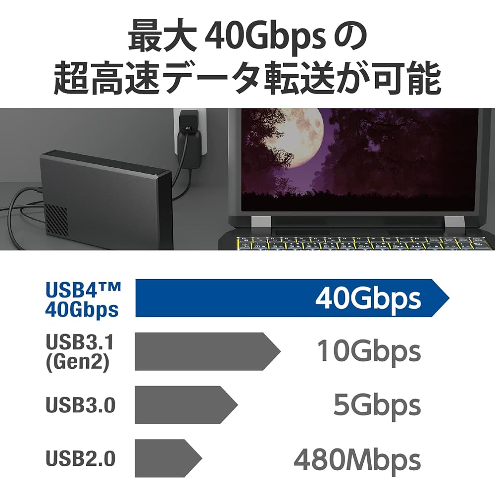 ELECOM USB4 Type-C Cable USB PD EPR Compatible iPhone 15 Compatible Super Fast Charging 240W USB-C & USB-C USB4 Standard Authentic Certified Product Ultra High Speed Data Transfer 40Gbps 1m Black USB4-CCPE10NBK