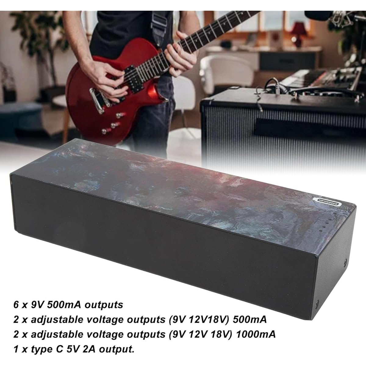 Guitar Pedal Board Power Supply, Indicator Light Guitar Pedal Power Supply 100-240V 24000mah (US Plug)