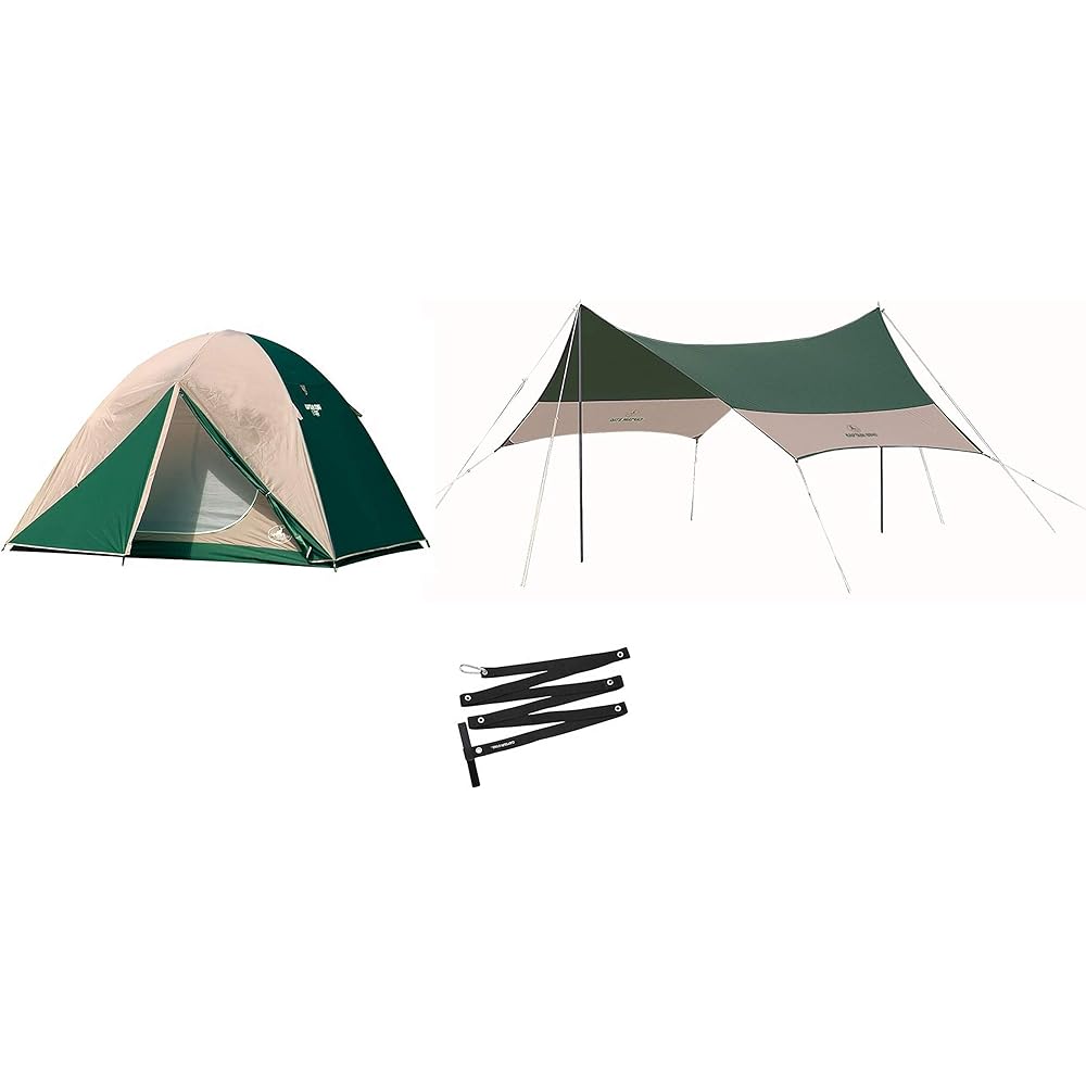 CAPTAIN STAG Tent Tarp Extension Belt Set GREEN PACKAGE CS Dome Tent & Tarp Set + For 5~6 People UZ-13230 Green 440 x 440cm