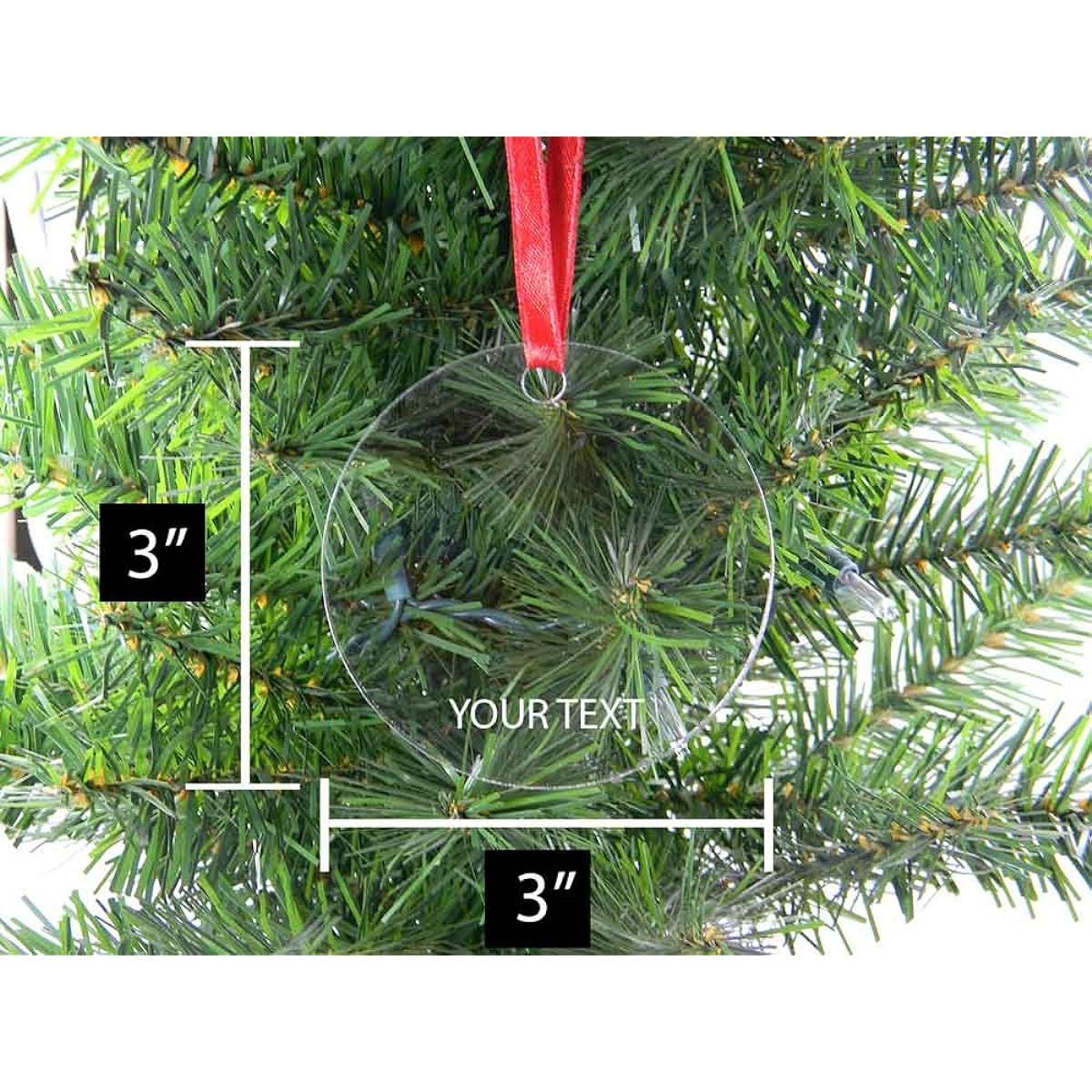 Personalized Custom Zombie Clear Acrylic Hanging Christmas Tree Ornament with Red Ribbon