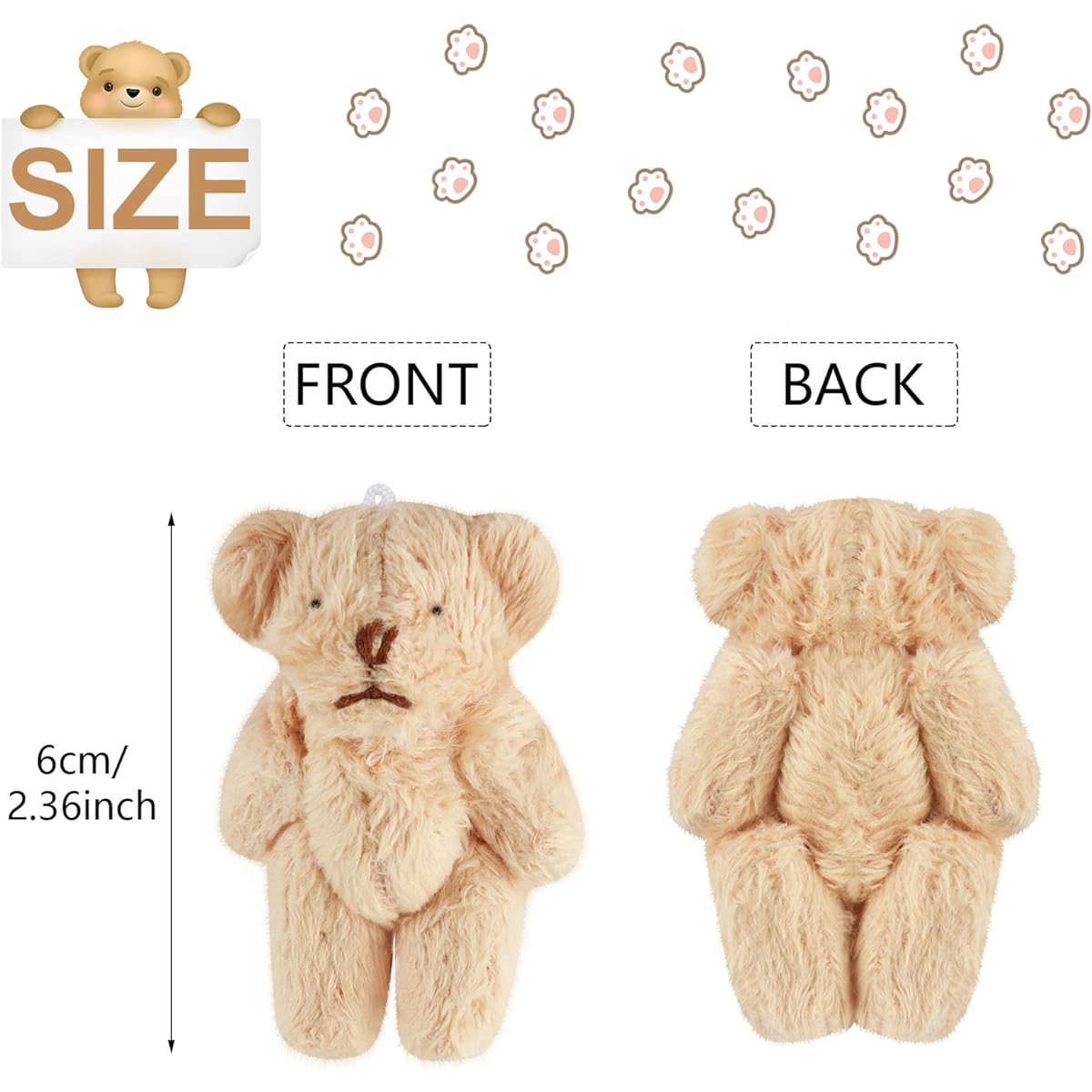 20 Pieces Mini Plush Bears Small Stuffed Animal Bears Soft Animal Toys Small Bears for 2021 Graduation Birthday Wedding Decorations Party Favors (Basic Style)