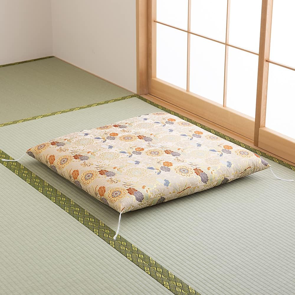 Buddhist Altar Shop Takita Shoten Gozen Zabuton (Buddha Zabuton) Tensho Houou White Tea ◆ Memorial Service Buddhist Altar Buddhist Obon Temple Zabuton Gold Brocade Obon Supplies Made in Japan
