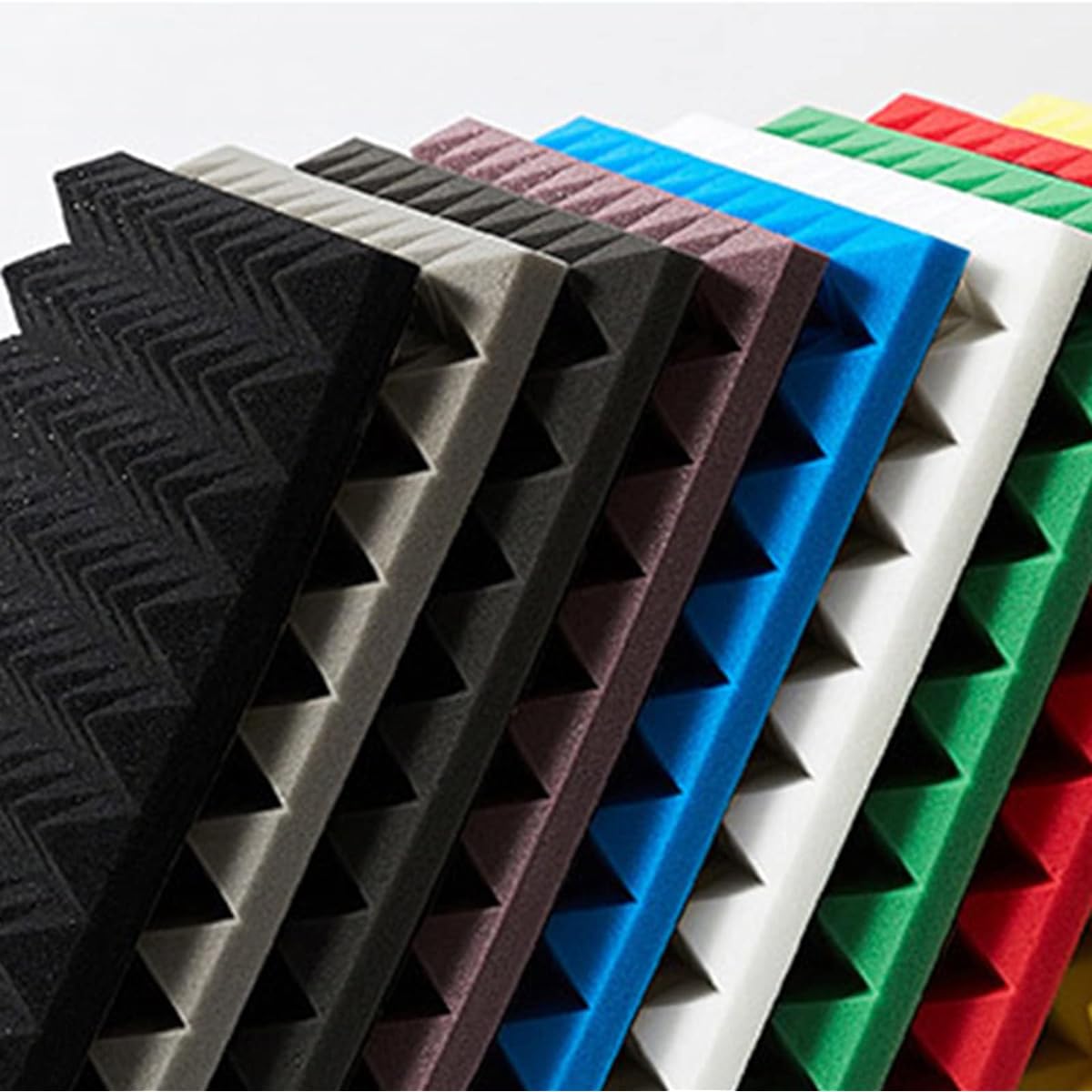 10 Pack Self-Adhesive Soundproof Foam Panels, 50*50*5CM Soundproof Wall Panels, Fire Retardant Acoustic Foam Wedge Tiles for Office and Meeting Rooms (Green 50*50*5CM) (