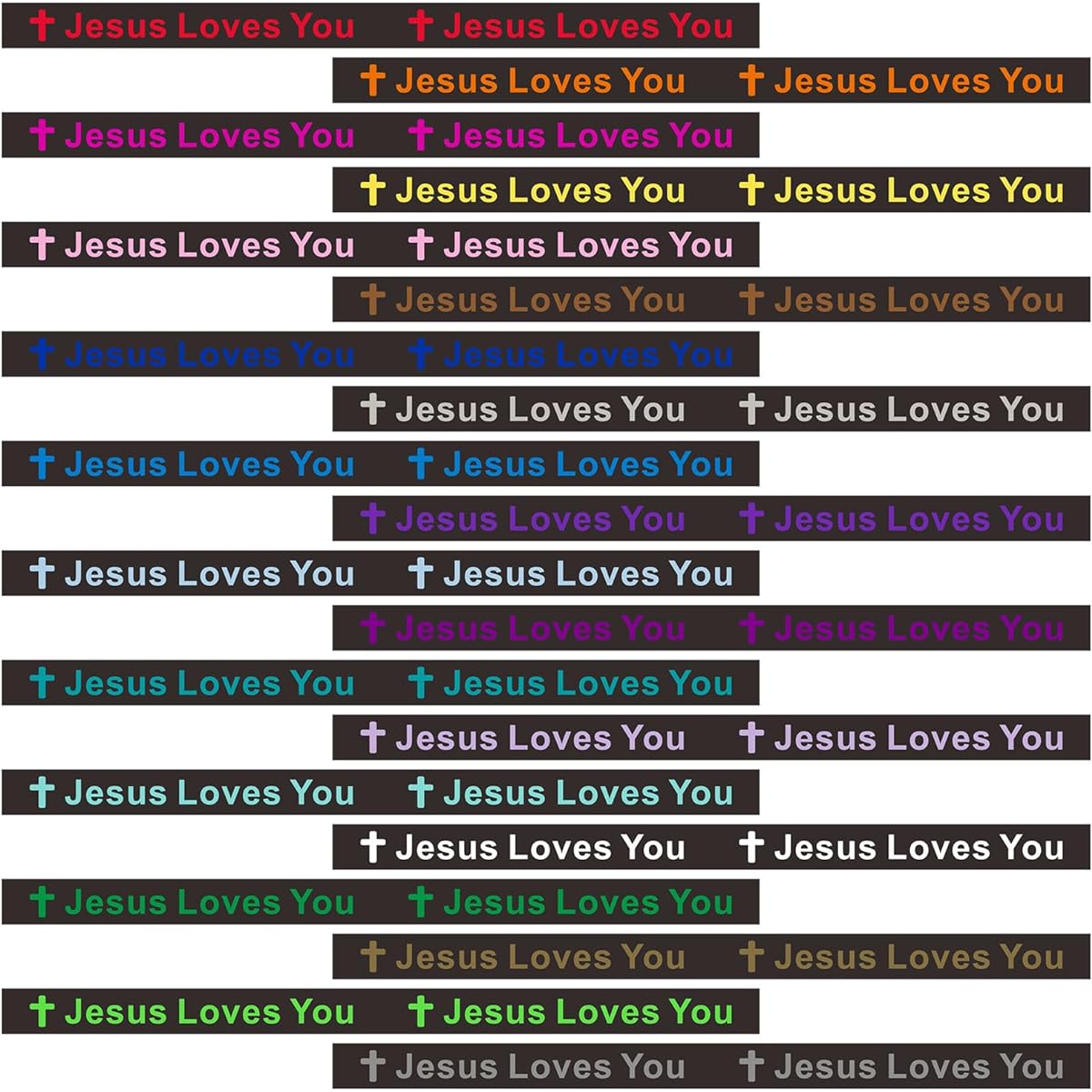 CYCLUSIVE Jesus Loves You Silicone Wristbands Colorful Rubber Bracelets Motivational Rubber Wristbands Christian Bracelets Silicone Inspirational Bracelets for Men and Women Party Favors (Black), Youth, Adult, Rubber Silicone
