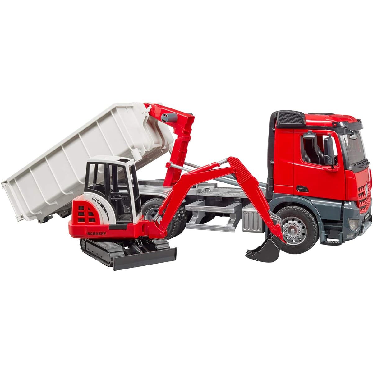 Bruder MB Arocs Container Box Truck & Schaeff HR16 Mini Excavator 03624