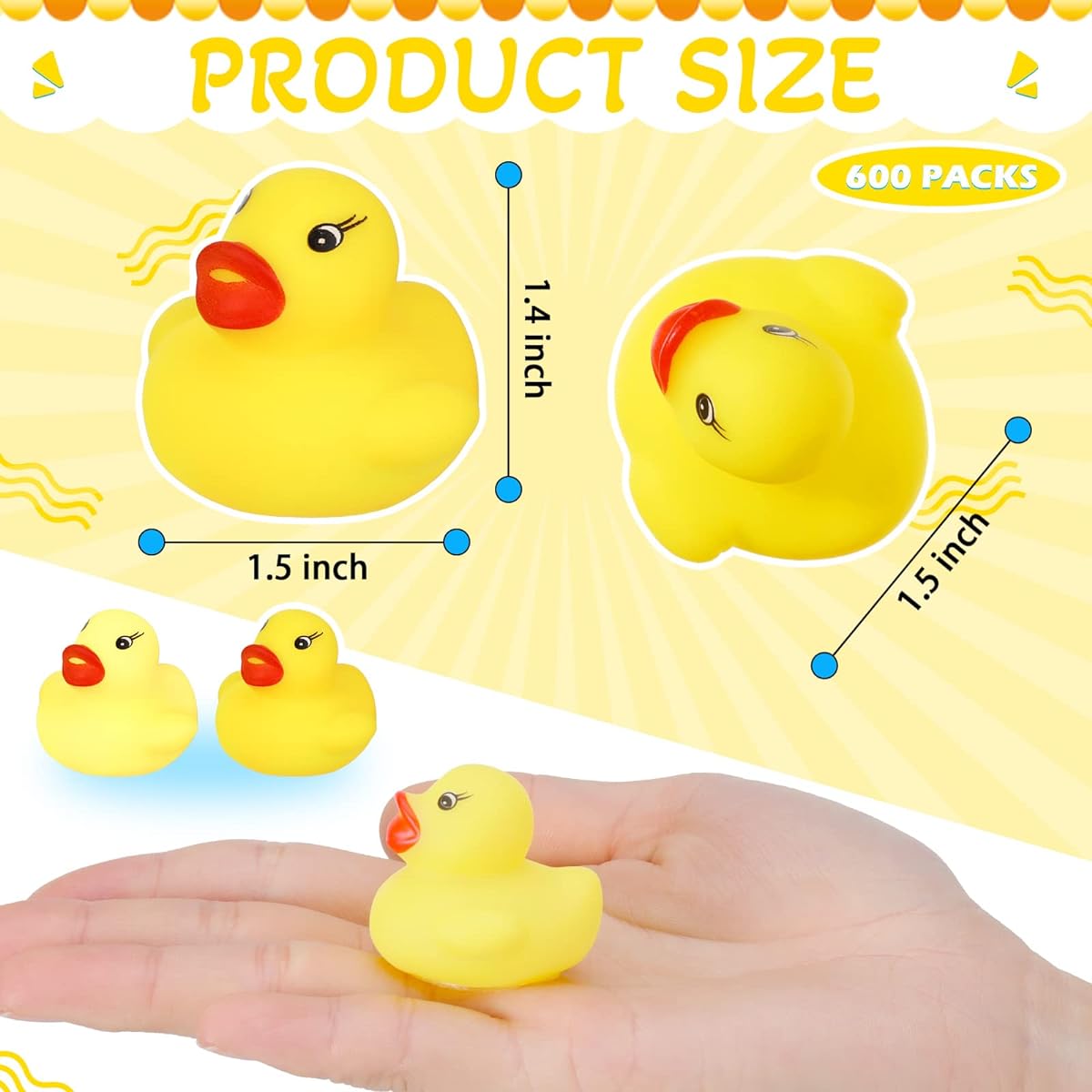 600 Pieces Rubber Duck Bulk Bath Toy Set Bulk Mini Colorful Duck Baby Shower Toy Birthday Party Decoration Gift Classroom Summer Beach Pool Activities Carnival Game (600 Pieces)