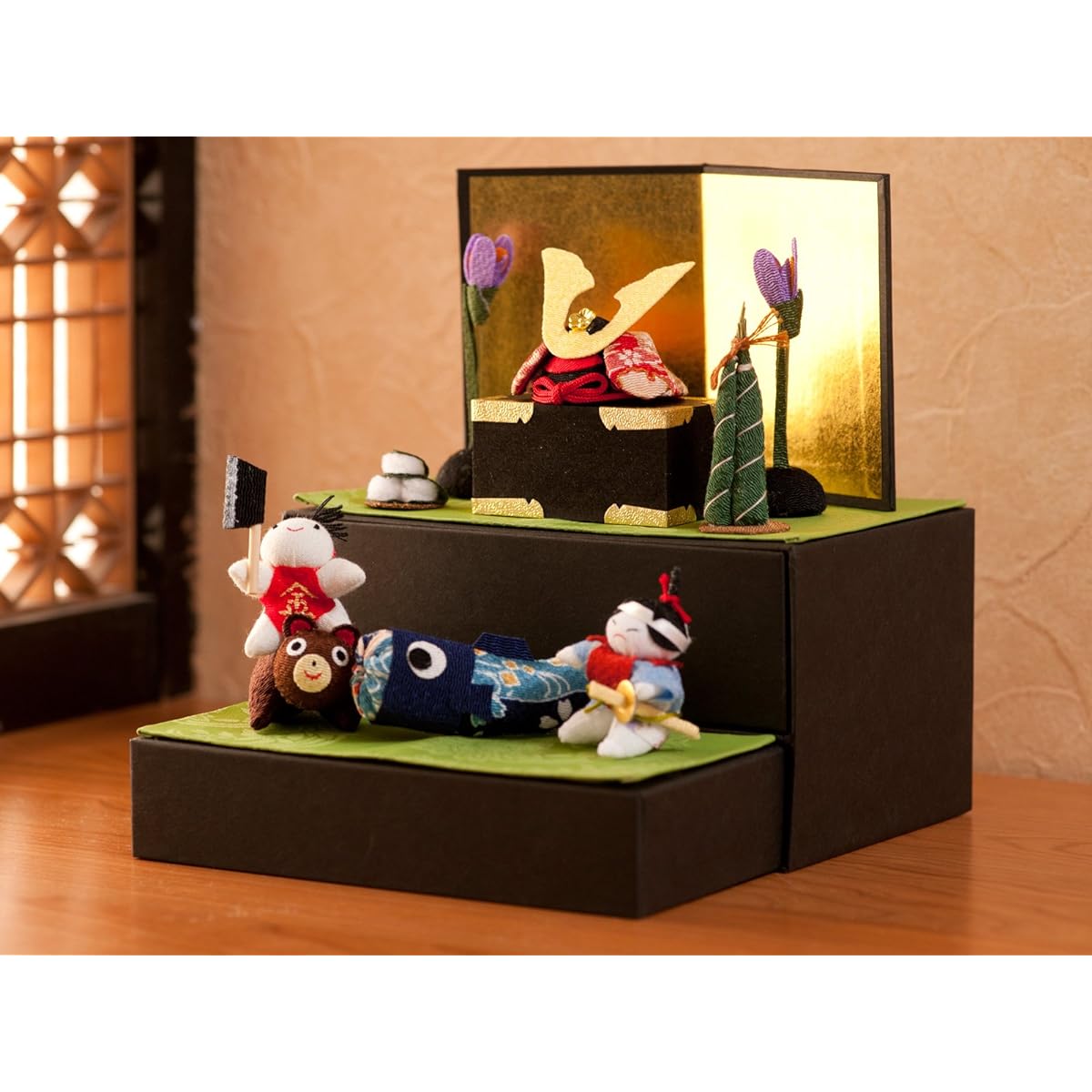 FUN fun May Doll, Festival Decoration, Storage Decoration, Compact, Chirimen, Storage, Tiered Decoration, Personalized, Nameplate (Sent Separately) Included, Small Indigo