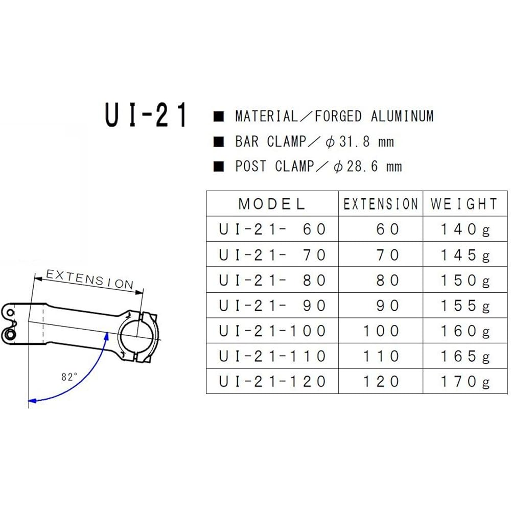 NITTO Stem UI-21BX UI-21BX-60 φ31.8 φ28.6 60 Black