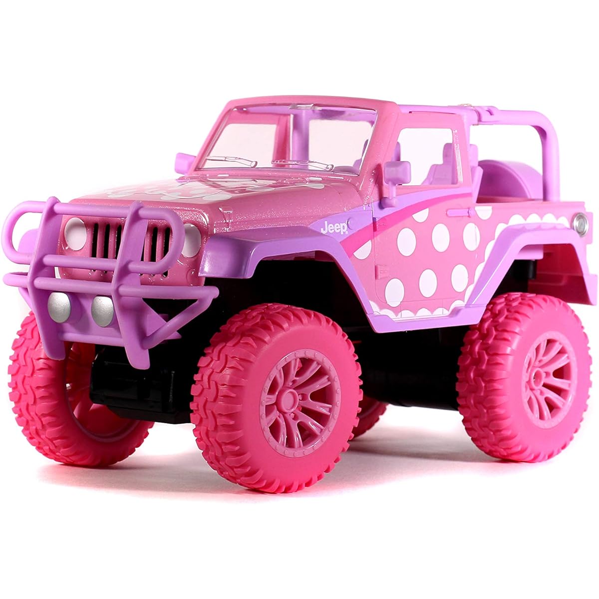 Jada Toys Disney Junior 1:16 Minnie Jeep Wrangler RC Remote Control Truck, 2.4 GHz Pink, Toys for Kids and Adults