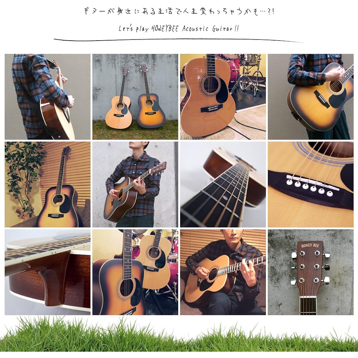 HONEY BEE Acoustic Guitar Electric Acoustic F-16E/N Natural Sakura Musical Instruments Original Beginner Introductory Limited Set