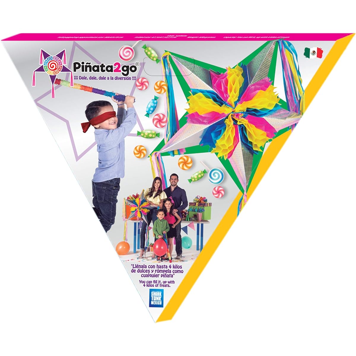 Piñata2GO Colorful 5 Point Star Purple White Pink Pinata