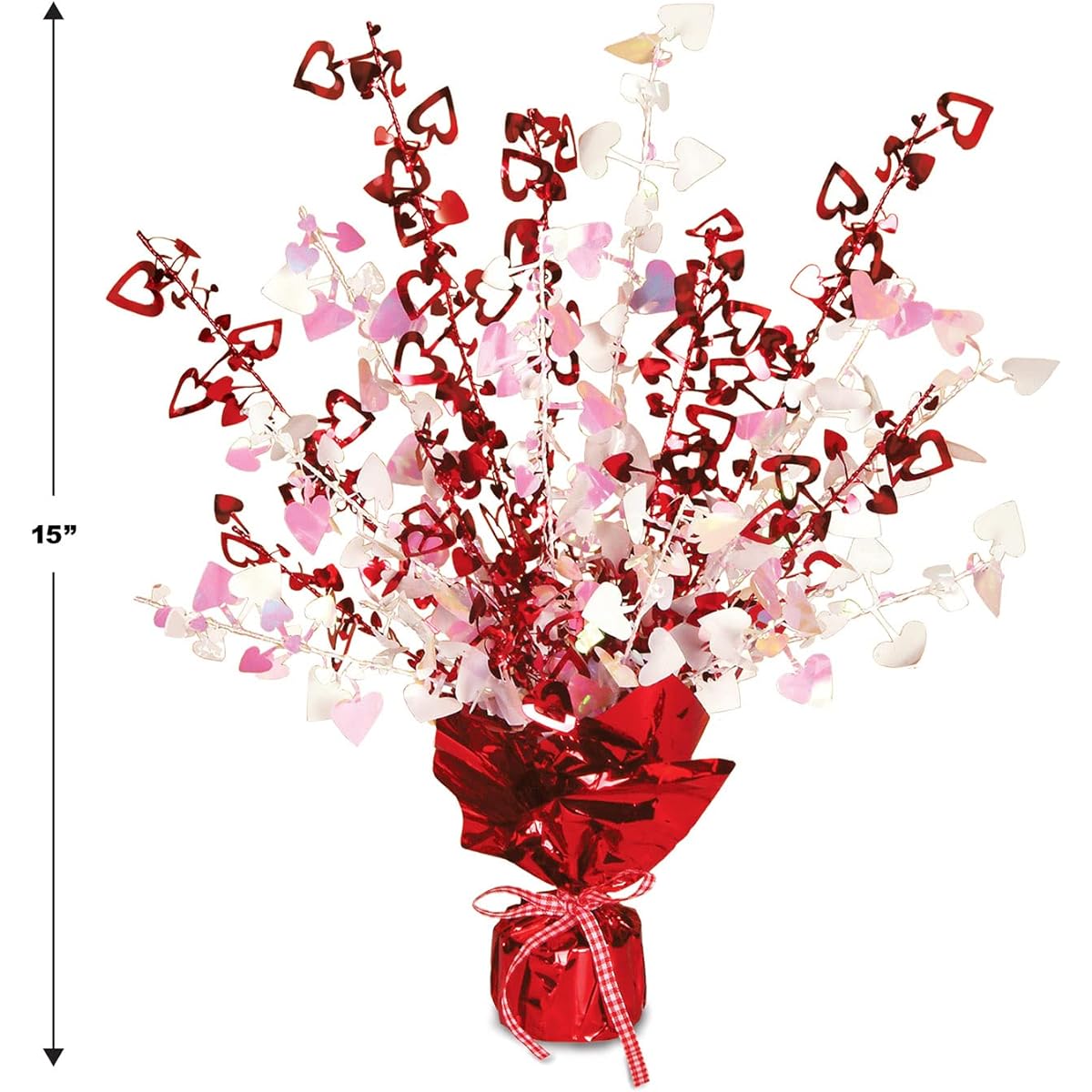 Beistle S70805AZ2 Heart Gleam 'N Burst Centerpiece 2-Piece 15" Red/Opalescent