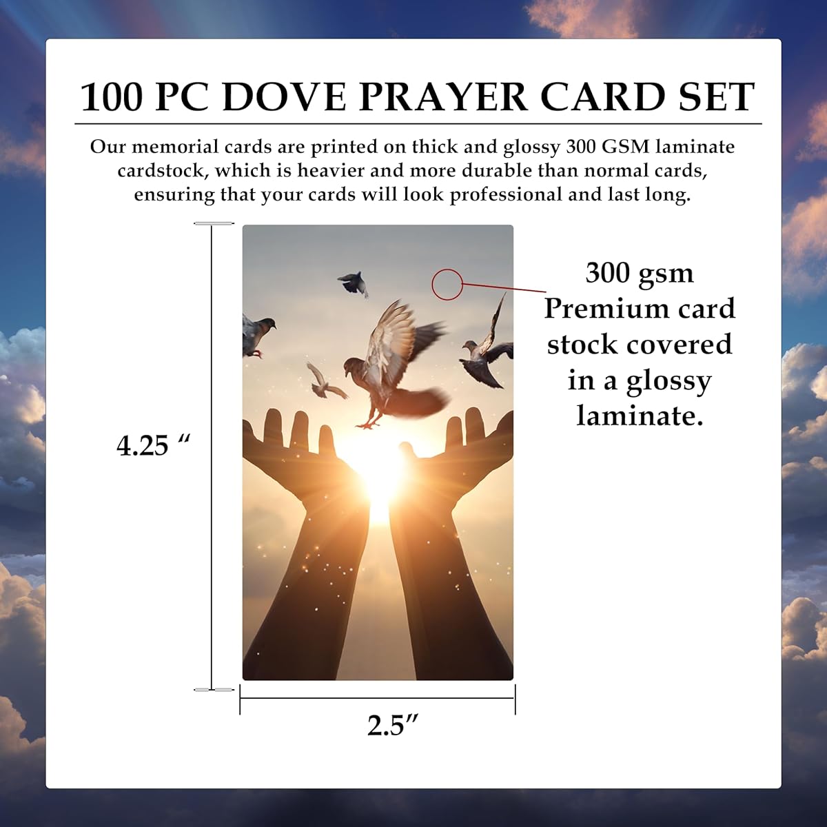 Choobly Pack of 100 Premium Laminated Funeral Prayer Cards Celebration of Life Memorial Card Bereavement Poem Comfort Remembrance Condolence Funeral Keepsake