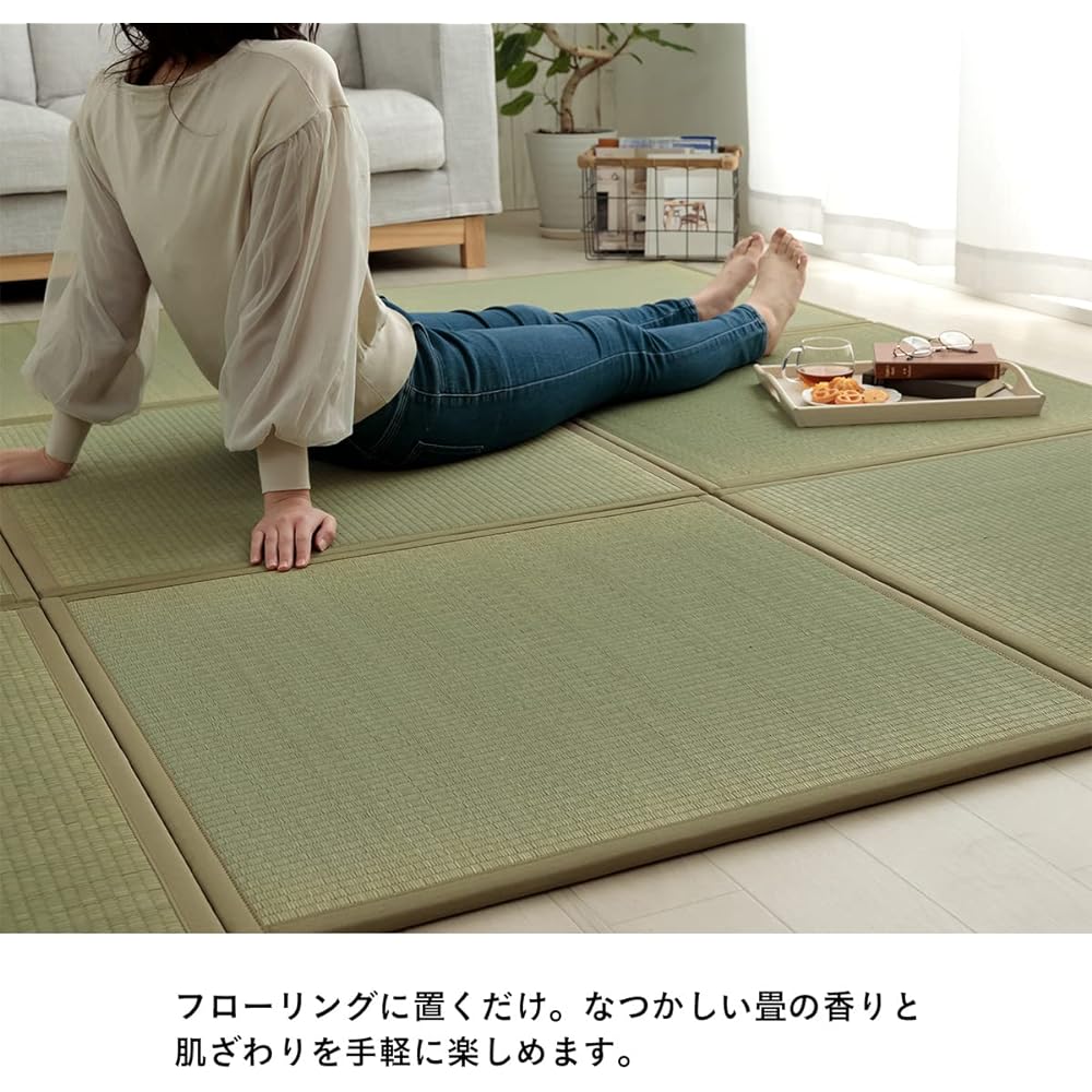 Ikehiko Rug, Standing Tatami, Igusa, Single Item, Anti-Mite, U Tatami, Green, Approx. 82 x 82 x 1.8 cm, Made in Japan, Japanese, Modern, Lightweight, Easy, Suppresses Mite Growth #1111530010201