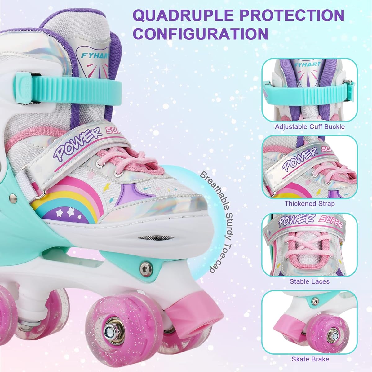 Roller Skates for Girls Kids Toddler Beginner Adjustable 4 Sizes Kids Roller Skates for Adults and Youth with Light Up Wheels Patty Impala Ninia for Outdoor Indoor Sports