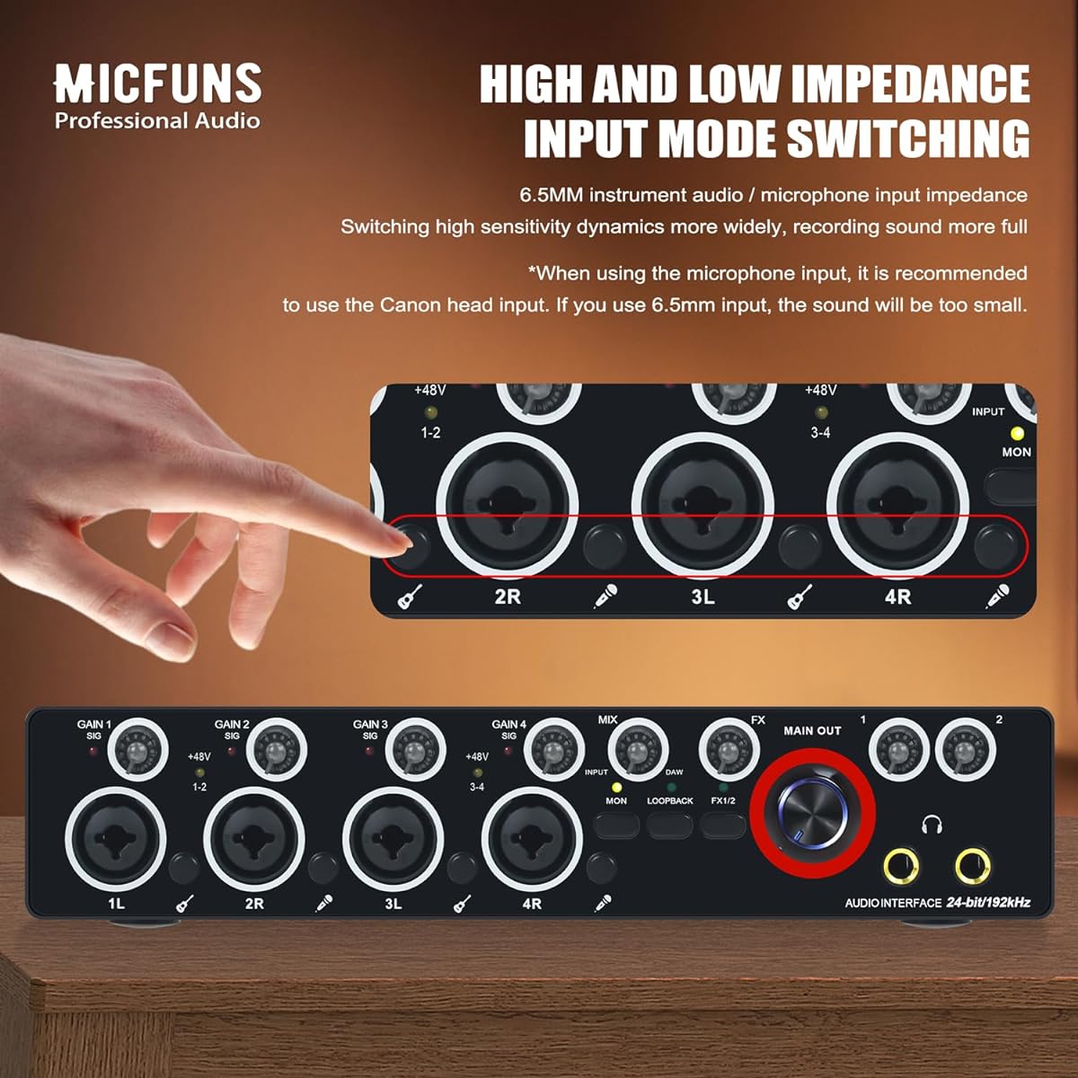 Micfuns MA01 Audio Interface 4 Channels for Computer Recording