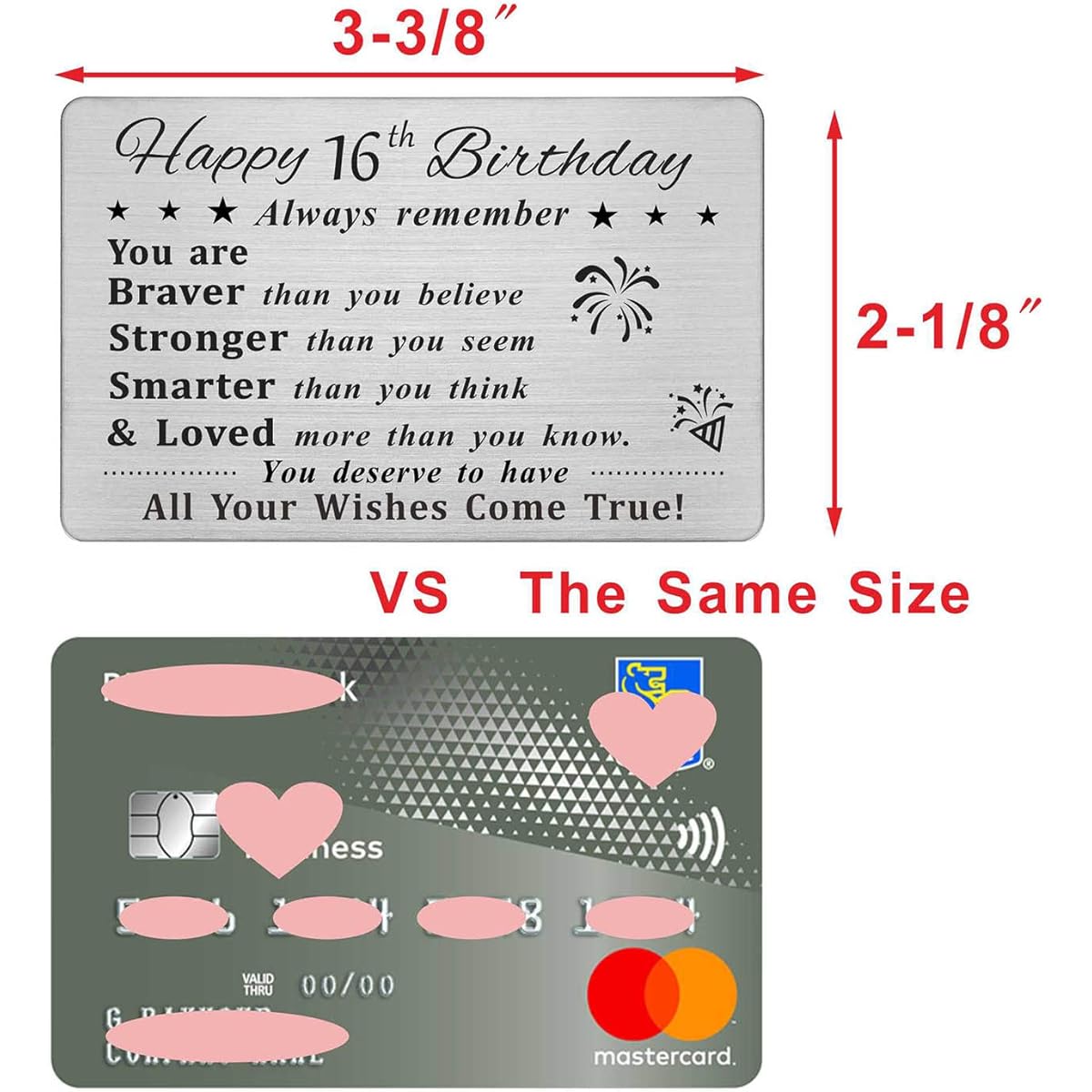DEGASKEN Happy 16th Birthday Card 16th Birthday Gift for Boys Girls Teens Permanently Engraved Steel Wallet Card