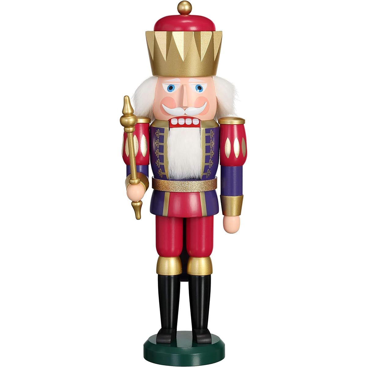 Nutcracker King, white, height 40 cm, Erzgebirge Seiffen folk art, original
