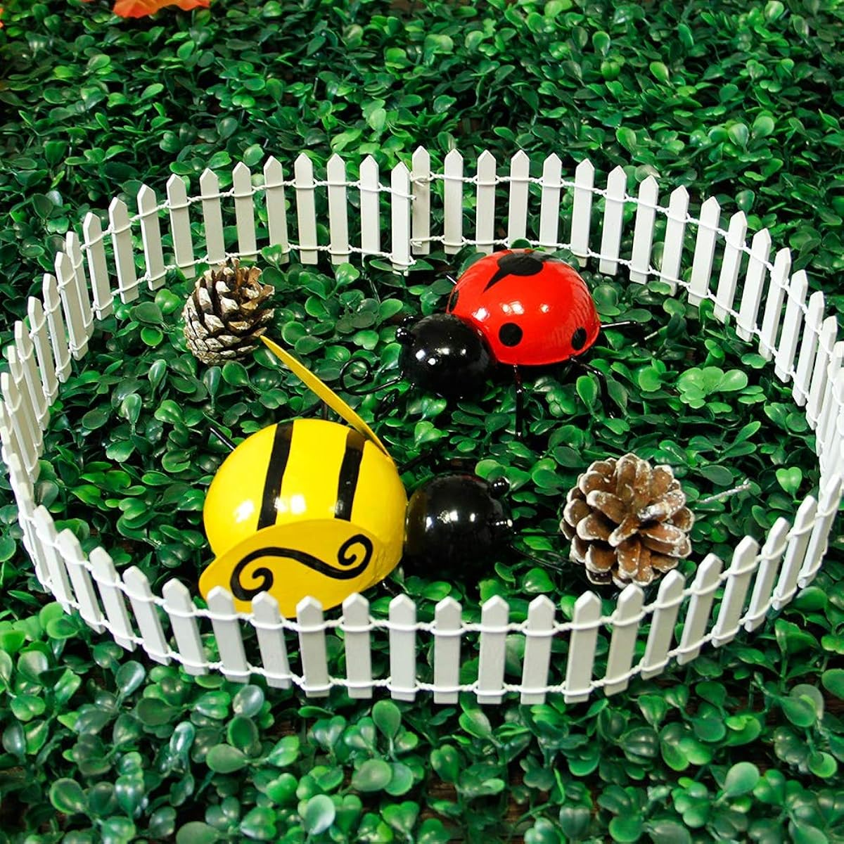 Prsildan 40" Miniature Fairy Garden Fence DIY Wooden Picket Fence Mini Ornaments for Dollhouse