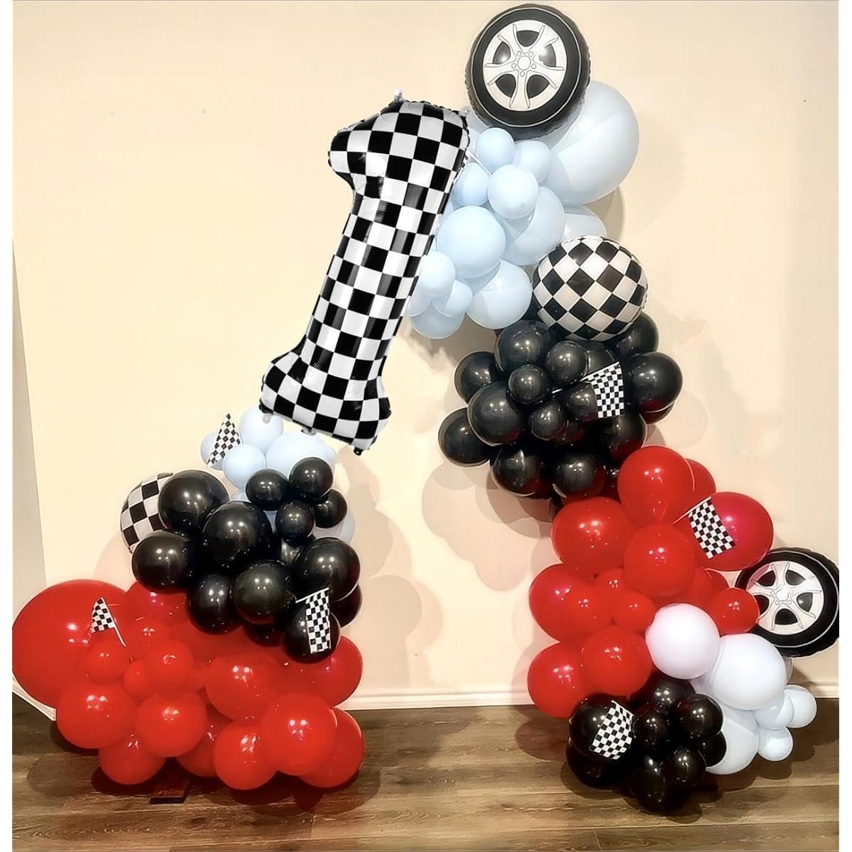Checkered Balloons Numbers 1-40 Inch Black and White Checkered Flag Balloons Fast One 1st Birthday Decorations Race Car Racing Theme Birthday Party Supplies Favors 1st Anniversary Decorations