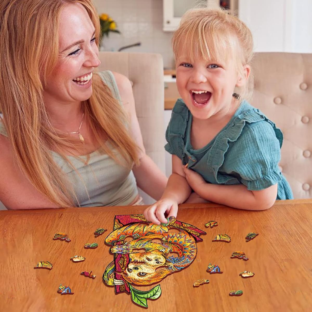Jigfoxy Wooden Puzzle for Adults Sloth Wooden Jigsaw Puzzle for Adults Unique Animal Shape Woodcut Puzzle for Mom and Family (M-12.5x8.8inch-218 Pieces)
