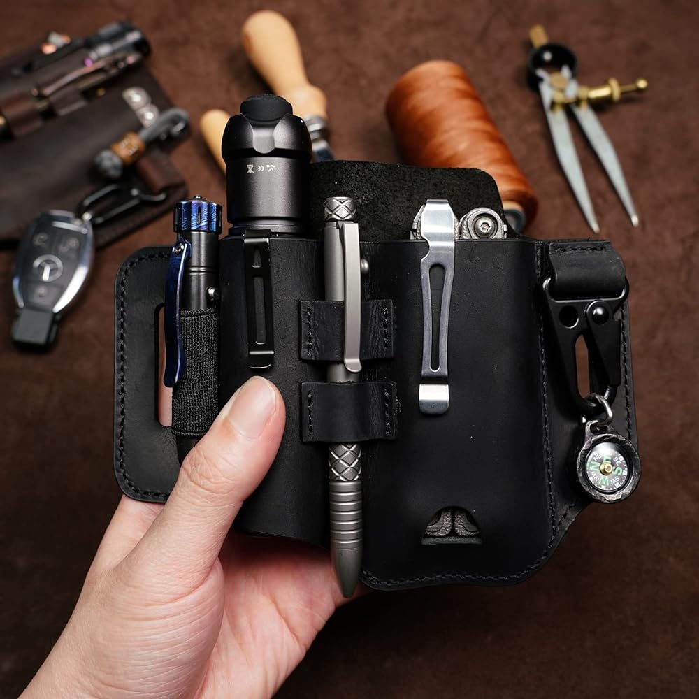 VIPERADE PJ35 Multi-Tool Sheath (for Belt), Leather EDC Pocket Organizer (for Men), EDC Leather Sheath, EDC Belt Organizer