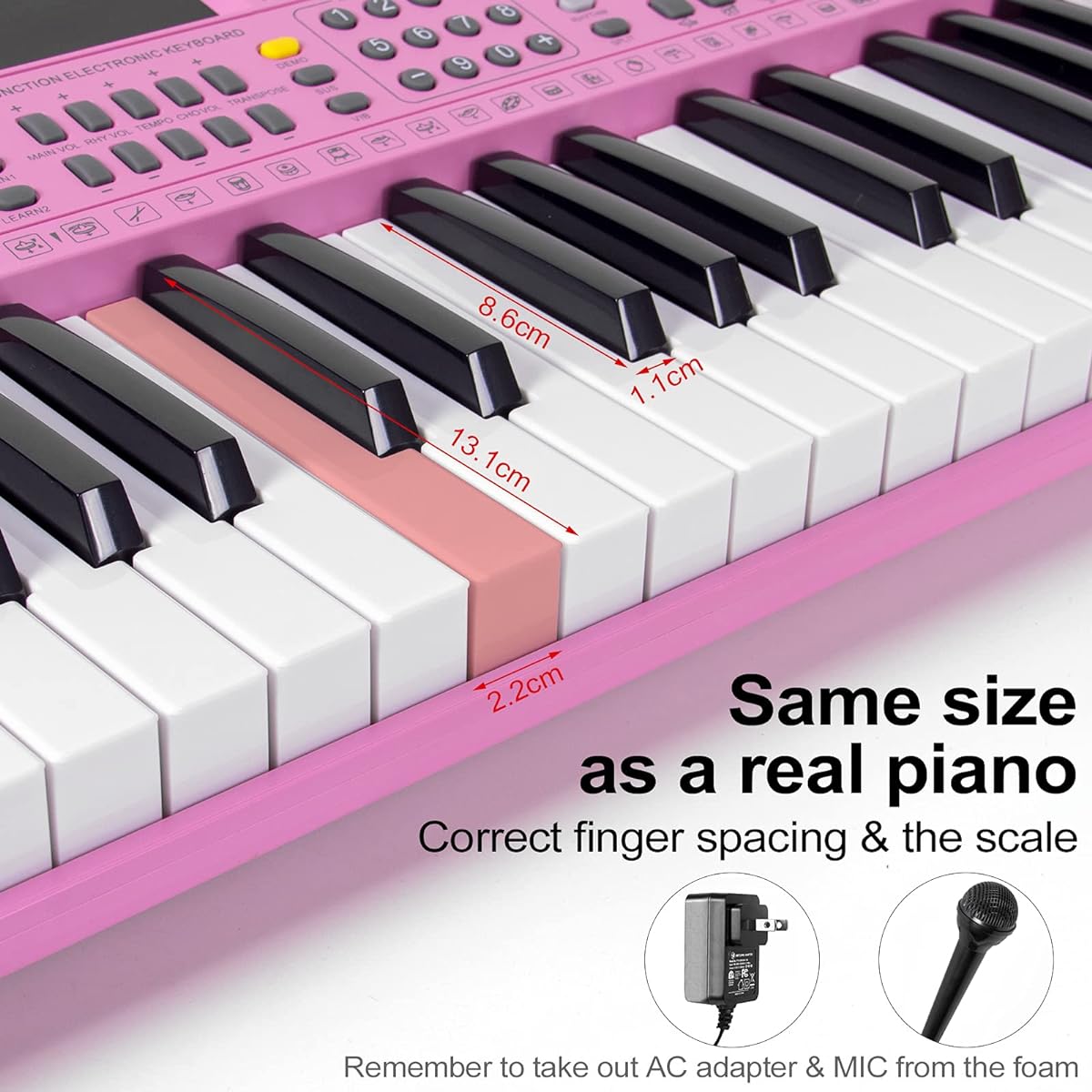 Portable Keyboard Piano 54 Keys Electronic Kids Learning Mini Digital Piano with Headphone Jack & Teaching Mode Gift for Children Adults Beginners (Pink)