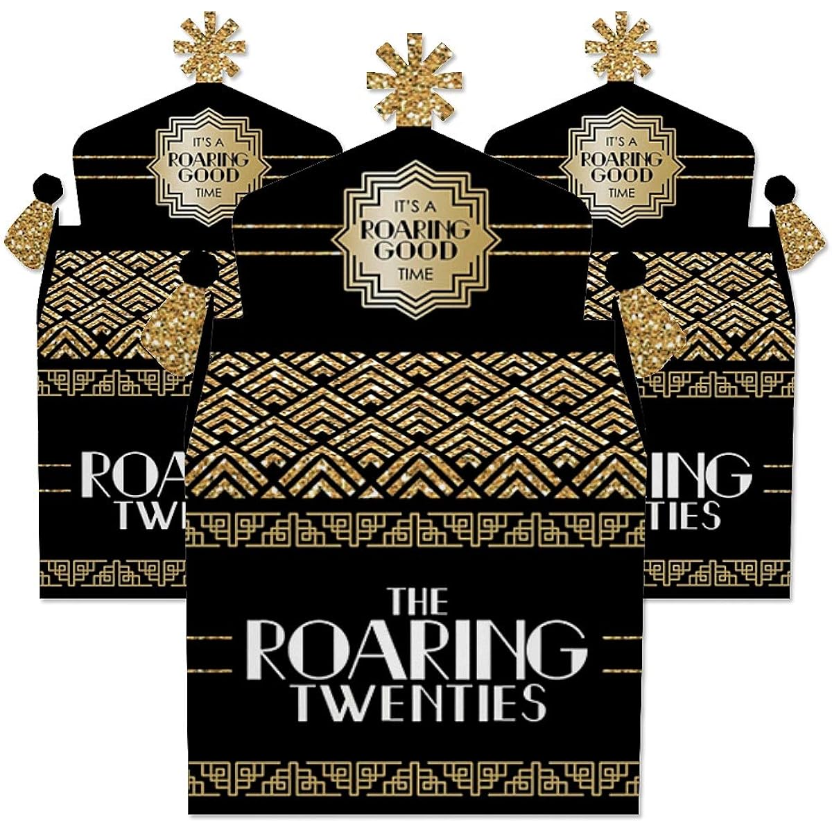 Big Dot of Happiness Roaring 20s - Treat Box Party Favors - 1920s Art Deco Jazz Party Goodie Gable Boxes - Set of 12
