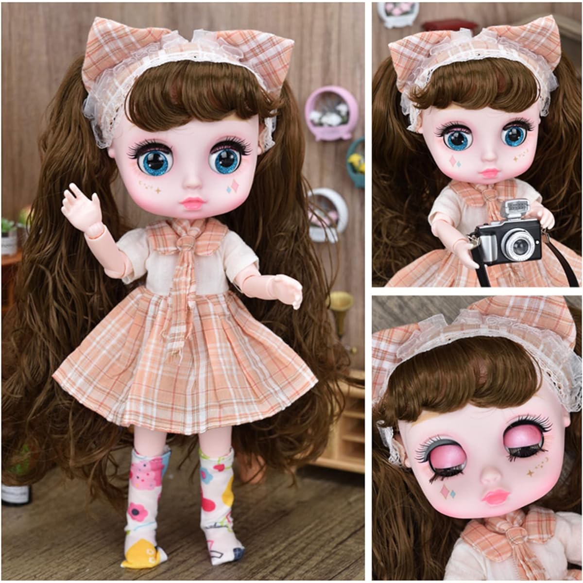 12" 13 Ball Jointed Doll DIY Toy with Full Fashion Clothes Big Sparkling Blue Eyes Birthday Gift for Girls Age 3 4 5 6 7 8 9 10