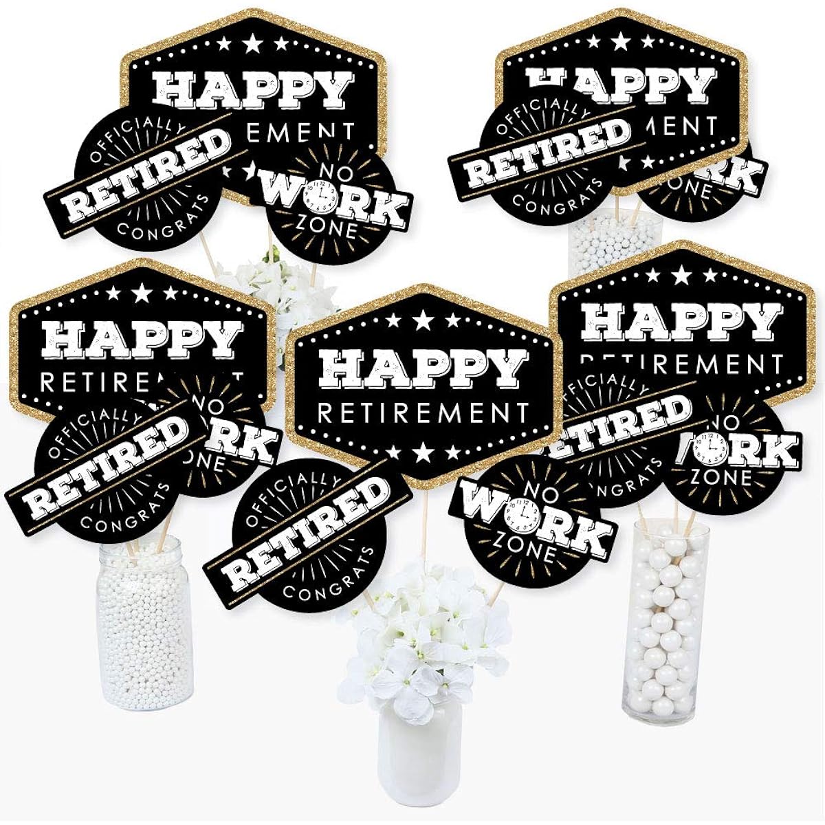 Happy Retirement Party Centerpiece Sticks Table Toppers Set of 15 Retirement