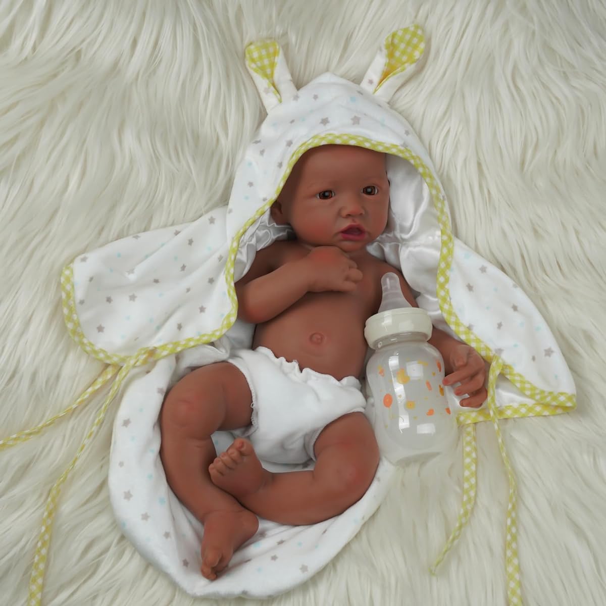 BABESIDE 16" Full Body Silicone Baby Doll Saskia Realistic African American Reborn Baby Doll Black Girl Bathable Baby Doll Anatomically Correct with Soft Body and Flexible Limbs