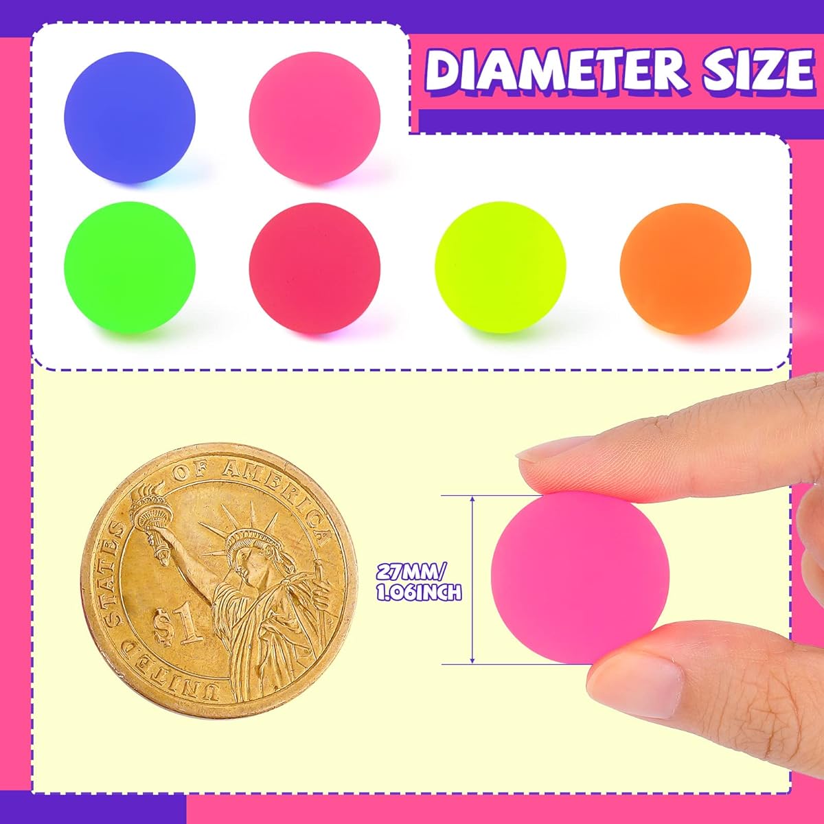 300 Pack Bouncy Ball Small Bouncing Ball Rubber Ball Bouncy Ball Party Favor Vending Machine Birthday Gift Game Favor Pinata Filler 25mm