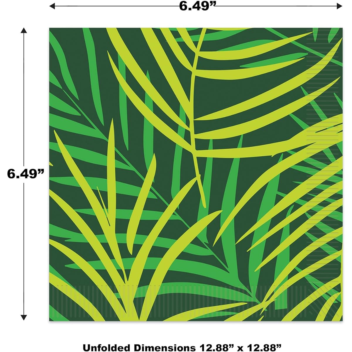 Beistle Tropical Palm Leaves Tableware Paper Lunch Napkins Luau Theme Party Supplies 6.5" x 6.5", Dark Green/Green/Light Green 32 Count
