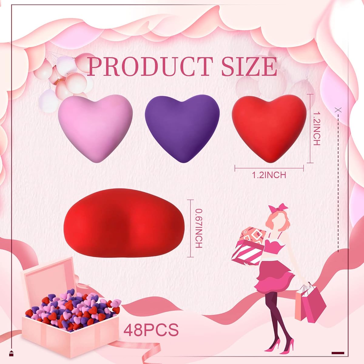 240 Pieces Valentine Erasers Red Heart Erasers for Kids Mini Heart Shaped Erasers Valentine's Day Party Favors School Class Students 1.2 x 1.2 Inch Red Pink Purple