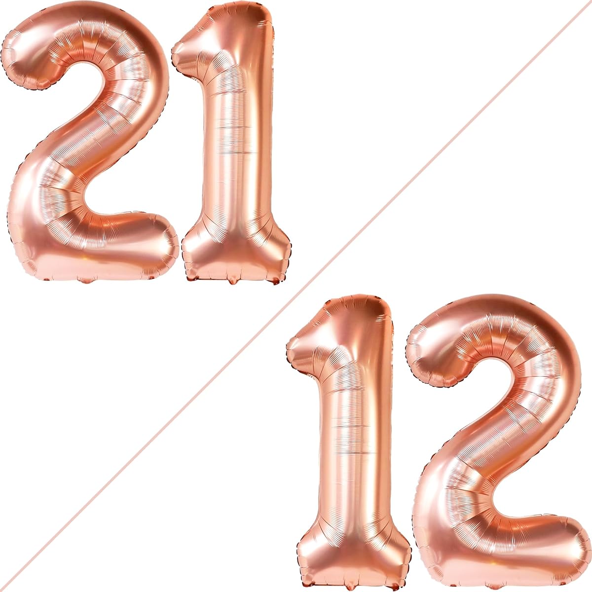 rose gold number 21 foil balloon