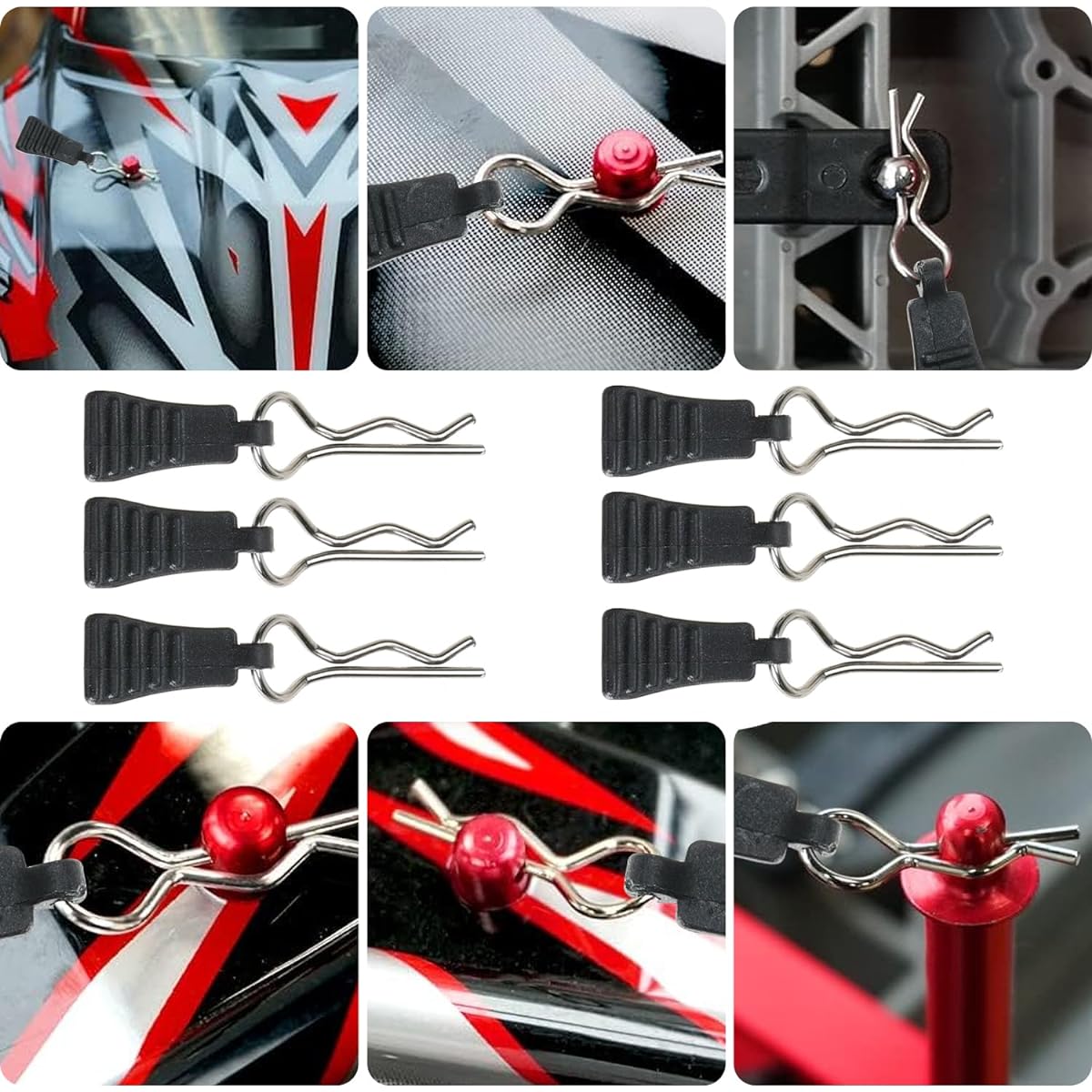 1mm RC Body Clip for 1:8 1:10 RC Car Arrma Axial SCX10 HSP Himoto Redcat Losi Tamiya HPI Traxass TRX4 30pcs with Pull Tab