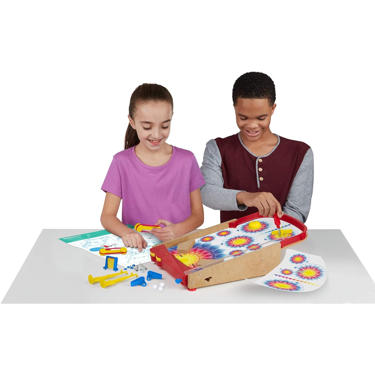 Melissa & Doug Innovation Academy Pinball Game Wood Build and Play Pinball Machine xx Pinball