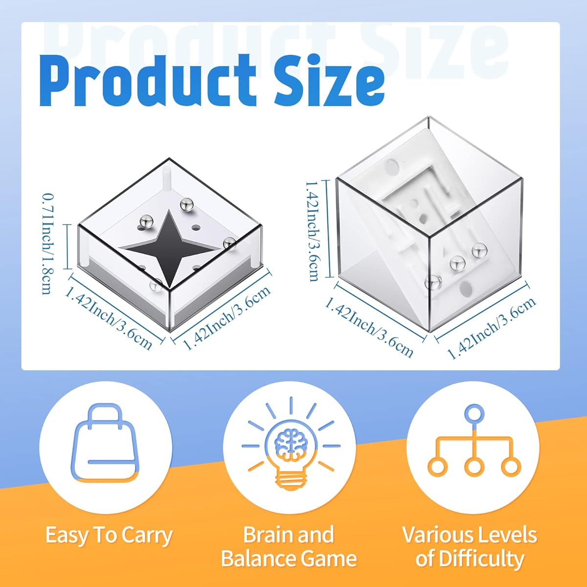 Mini Puzzle Box 18 Pieces Balance IQ Maze Game Puzzle Balance Game Box Casual Intelligence Ball Maze Game Challenge Cube Puzzle Brain Teaser Puzzle Cube Stocking Stuffers for Teens