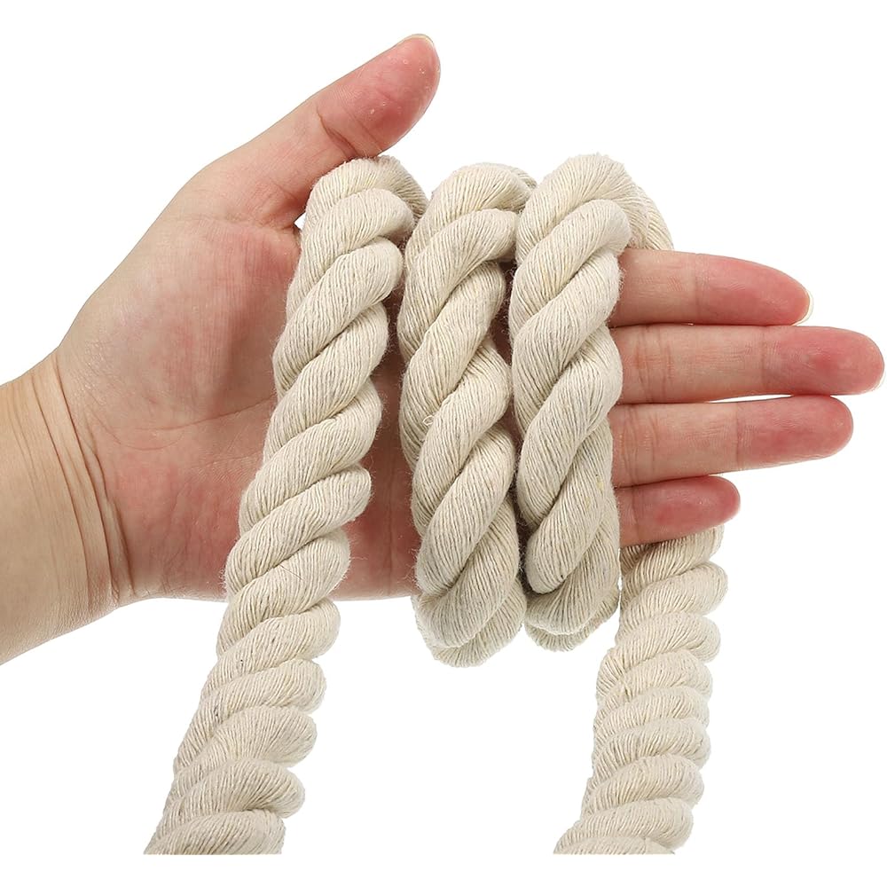 PATIKIL 34 Feet Tug of War Rope for Adults and Teens, 3 Braided Natural Cotton Rope with Flag for Yard Games and Team Building Activities, Beige Color