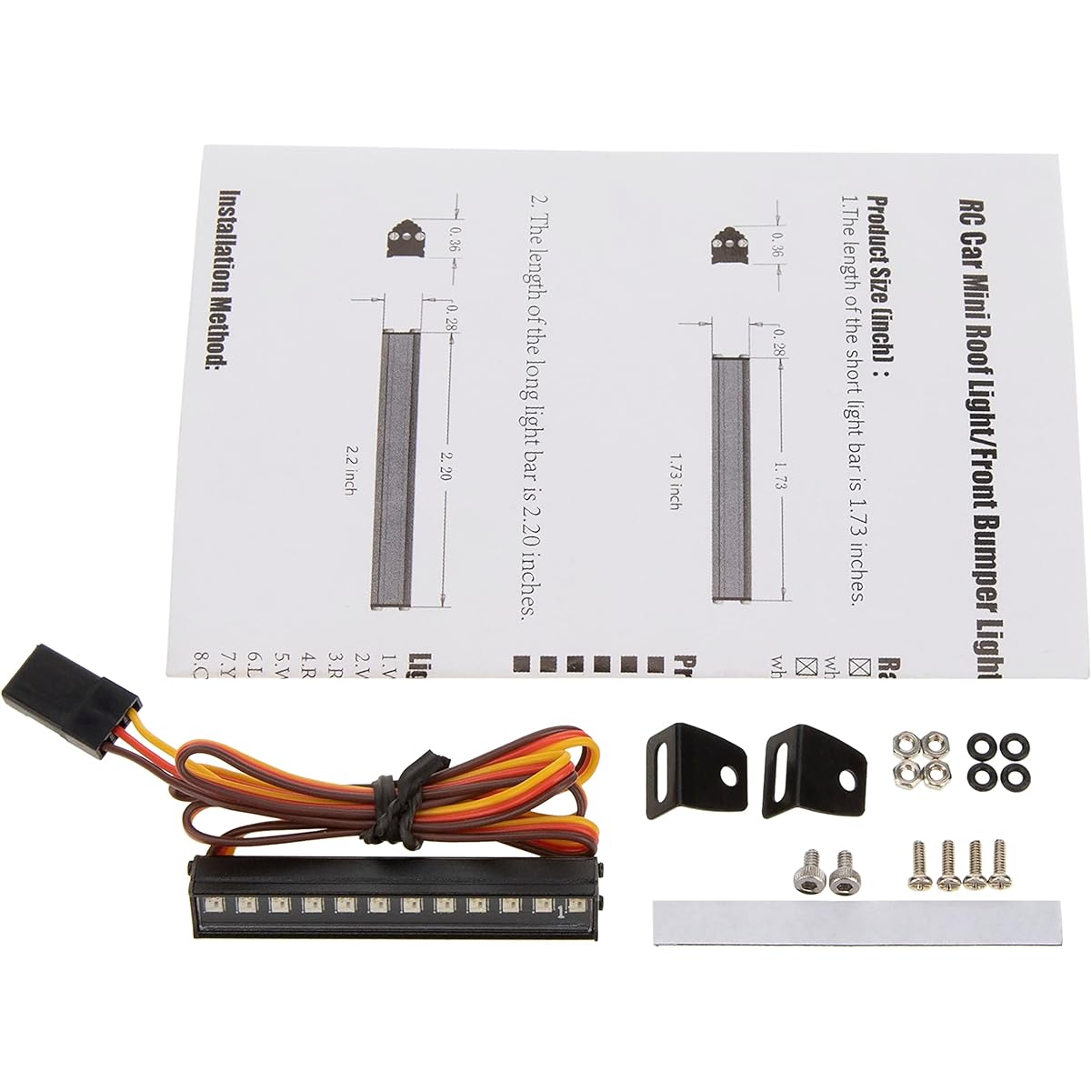 DKKY RC Light Bar 12 Light Modes Roof Lamp 44mm 1/24 AXIAL SCX24 Bronco C10 JLU Gladiator Deadbolt Upgrade Parts