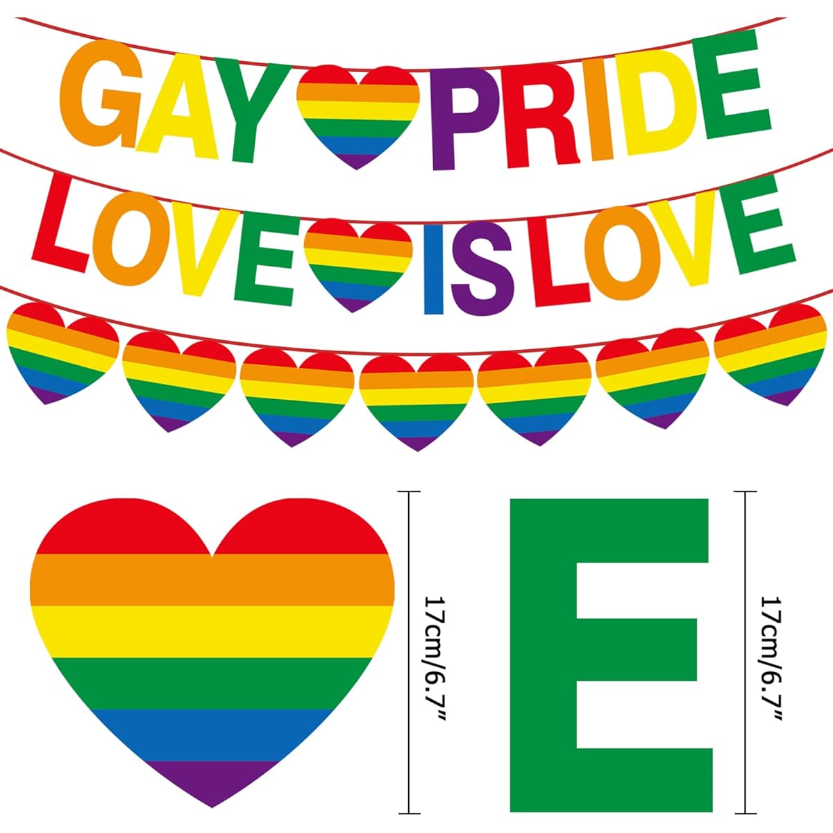 Gay Pride Love is Love Banner Pride Decorations LGBTQ Lesbian Gay Pride Moon Rainbow Banner Decorations Party Supplies