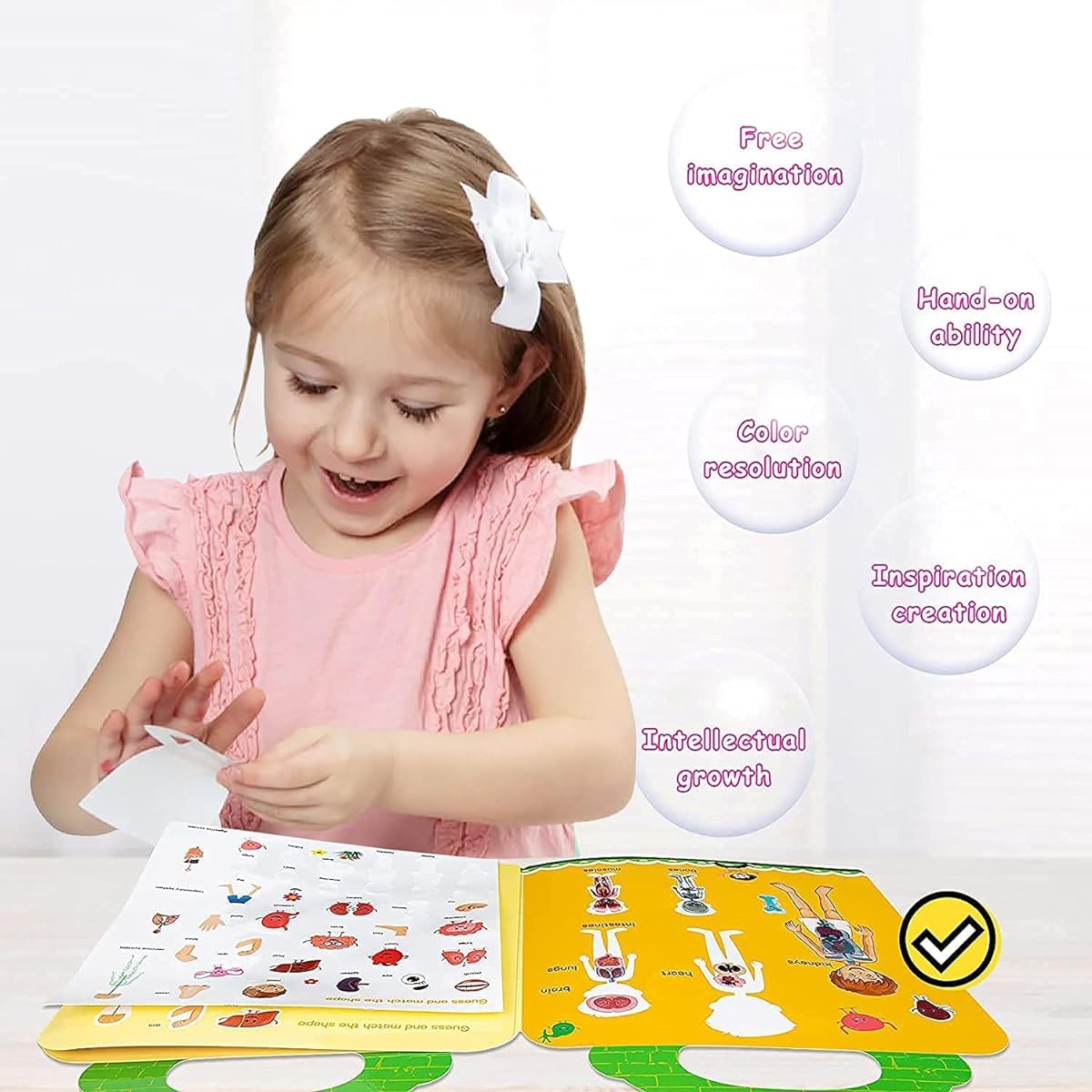 6 Sets Reusable Sticker Books for Toddlers 1-3 Stick on Window Static Sticker Books Princess Animals Sea Animals Frames Insects Body Stickers for Girls Boys Preschool Learning Toys
