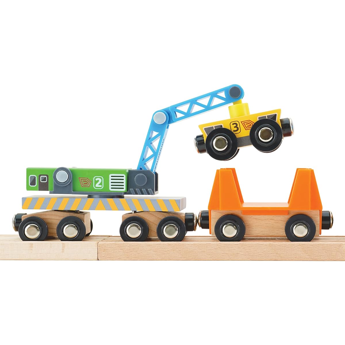 Orbrium Wooden Railway Work Train Track Maintenance Crew Broken Crane Engine Rail Inspection Engine Track Carrier Inspection Engine Carrier Special Track Compatible with Thomas BRIO