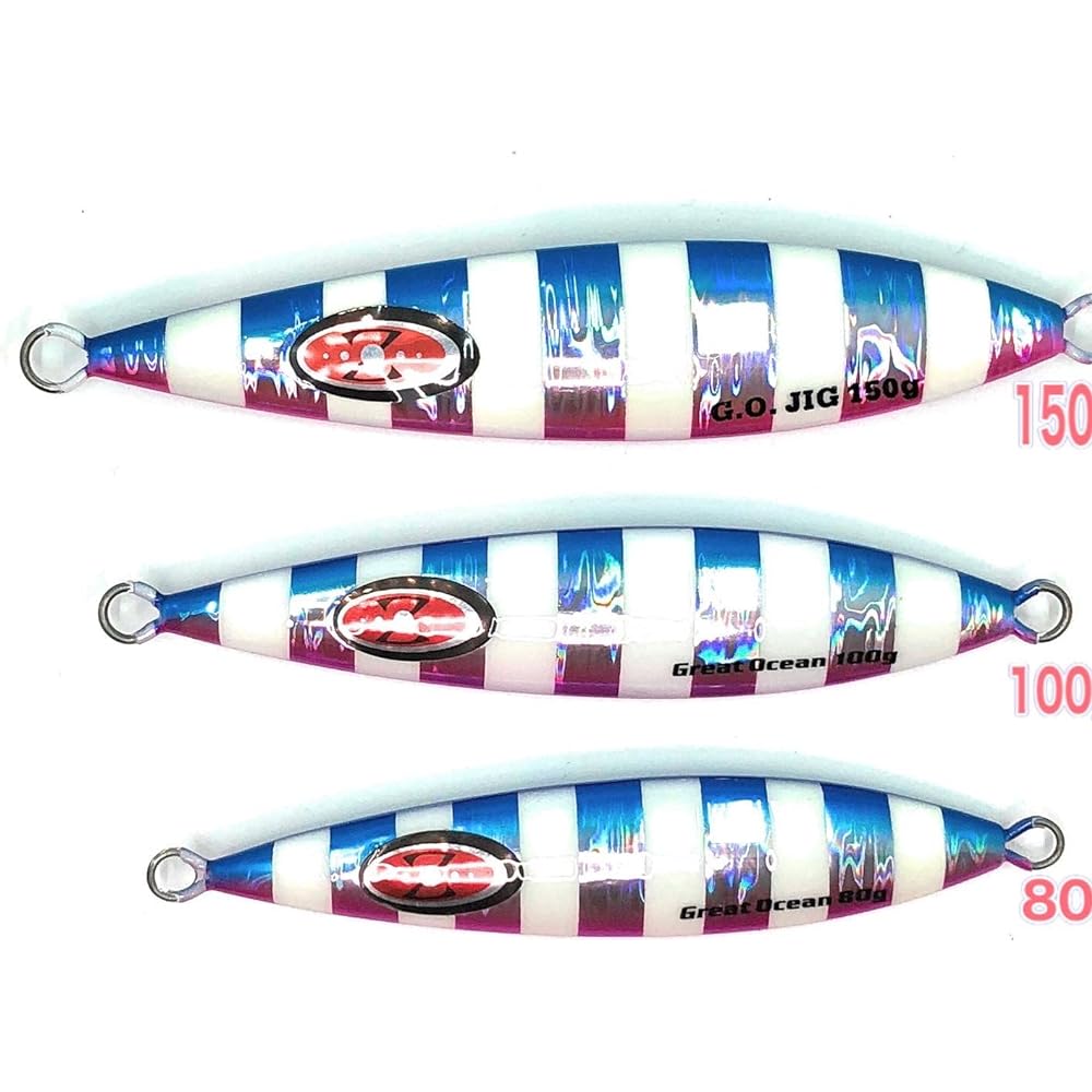 Great Ocean Slow Jig (Set of 3, 150g) Pink, Bullpin, Silver Metal Jig Set