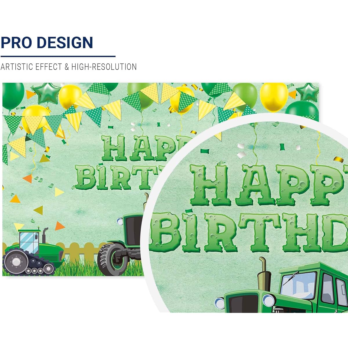 Allenjoy Green Tractor Farm Theme Backdrop Party Supplies Baby Shower 1st Birthday Decorations Newborn Photo Booth Props for Kids Family Yellow Balloon Flag Boy Cake Table Background
