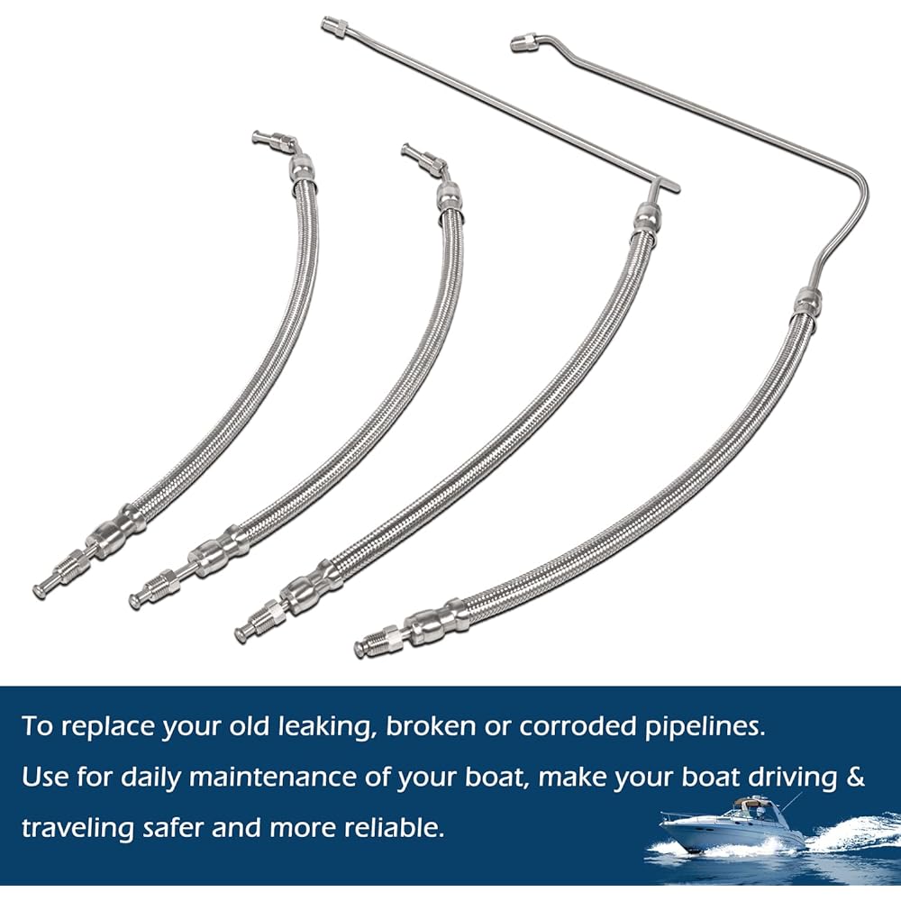 Upgrade Trim Tilt Hydraulic Ram Cylinder Hose Kit for Mercruiser Alpha One Trim Cylinder (15-9/16 inch) & Bravo 1 2 3