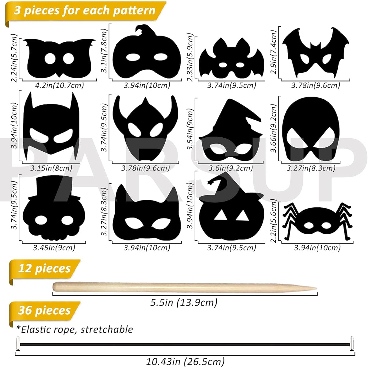 36Pcs Halloween Scratch Masks DIY Rainbow Scratch Paper Masks Art Craft Kit with Bamboo Stylus & Rubber Bands Magic Scratch Party Favors Birthday Gift Pack Halloween Party for Kids