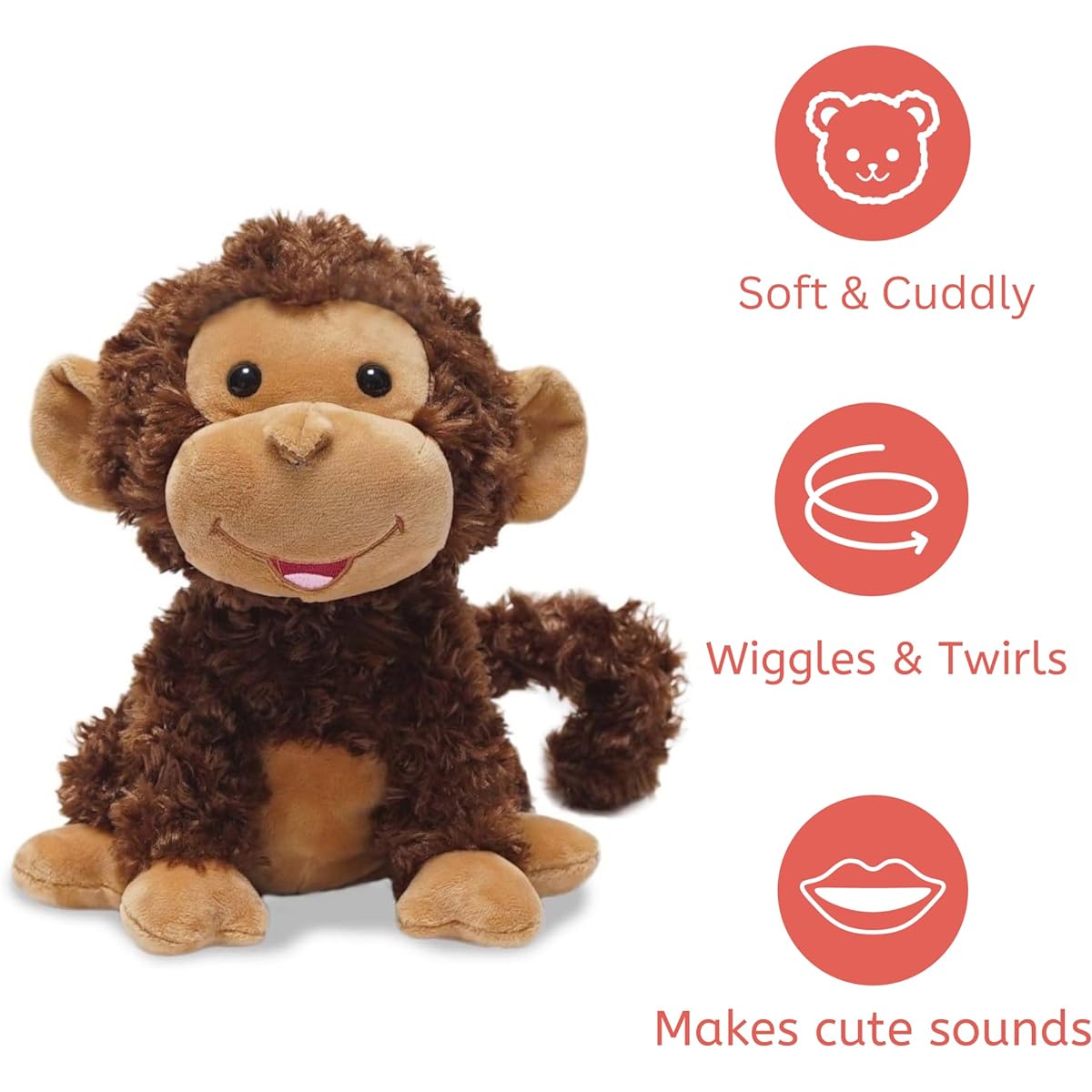 Cuddle Barn - Crackin' Up Coco | Super Soft Animated Swirling Moving Monkey Stuffed Animal 10"