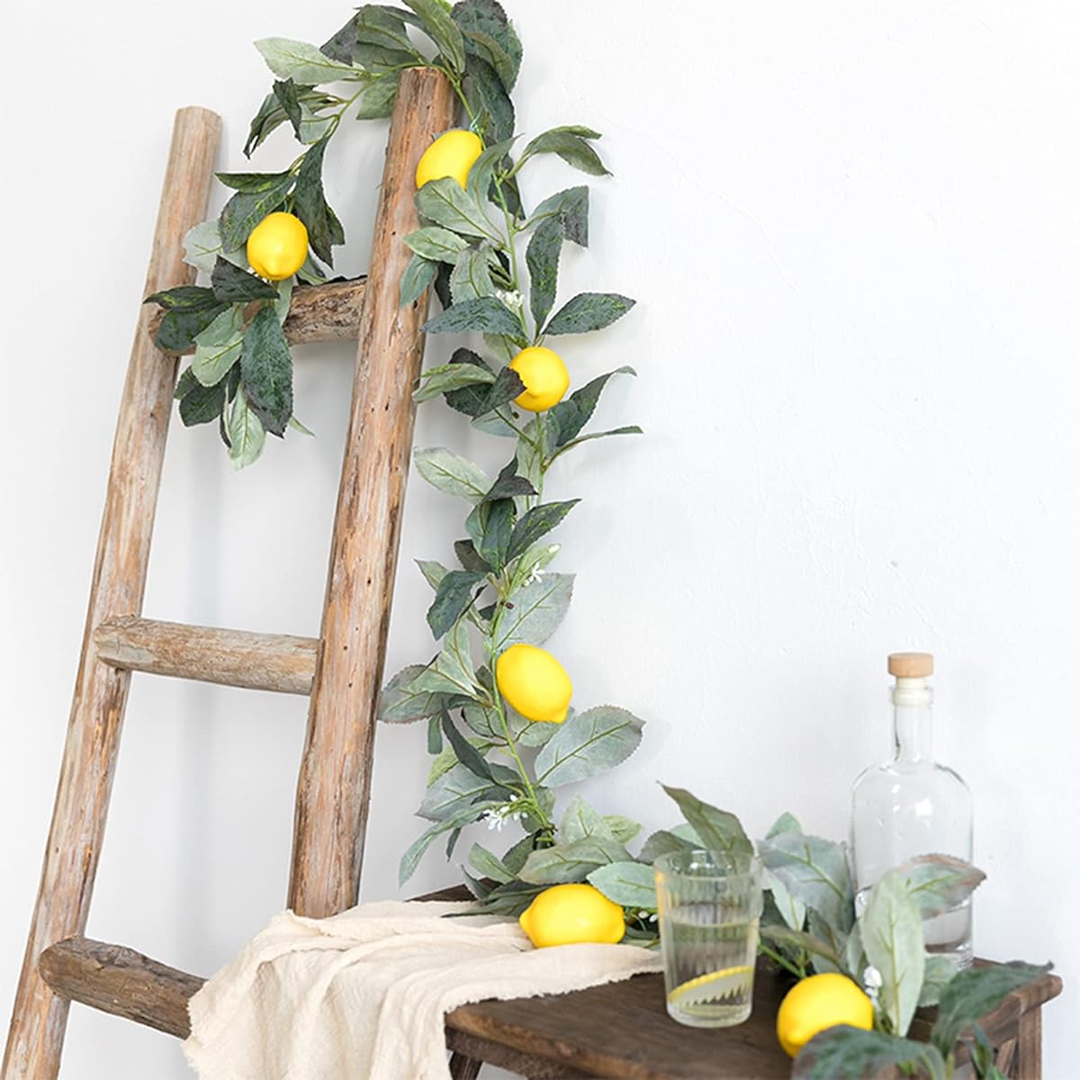 IUIBMI 6ft Artificial Lemon Garland, Spring Fruit Garland, Lemon Vine Garland for Entryway/Home/Kitchen/Party/Wedding Decoration, Yellow, 1.85m/6ft